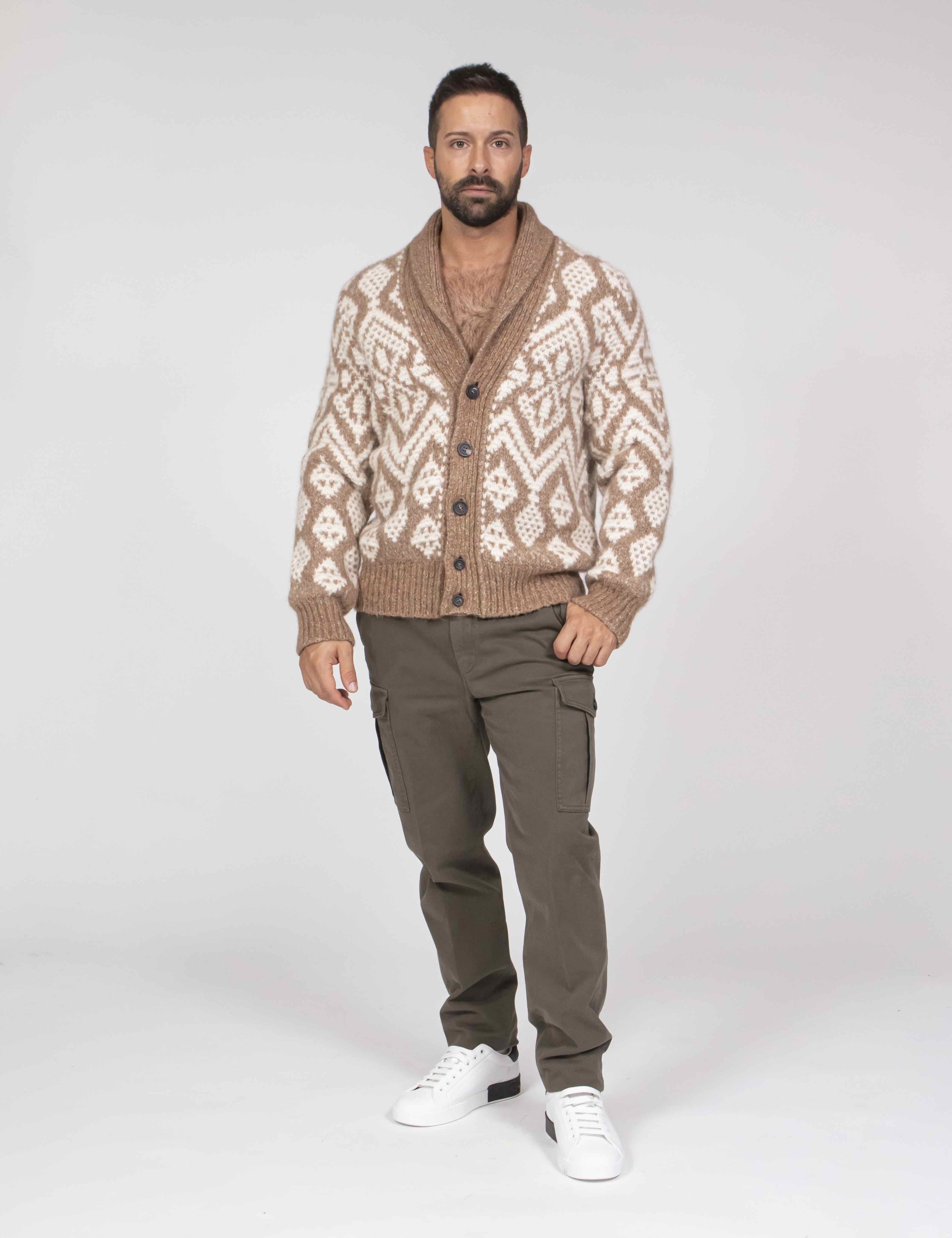 Peserico Cardigan In Maglia 48A BEIGE STERRATO