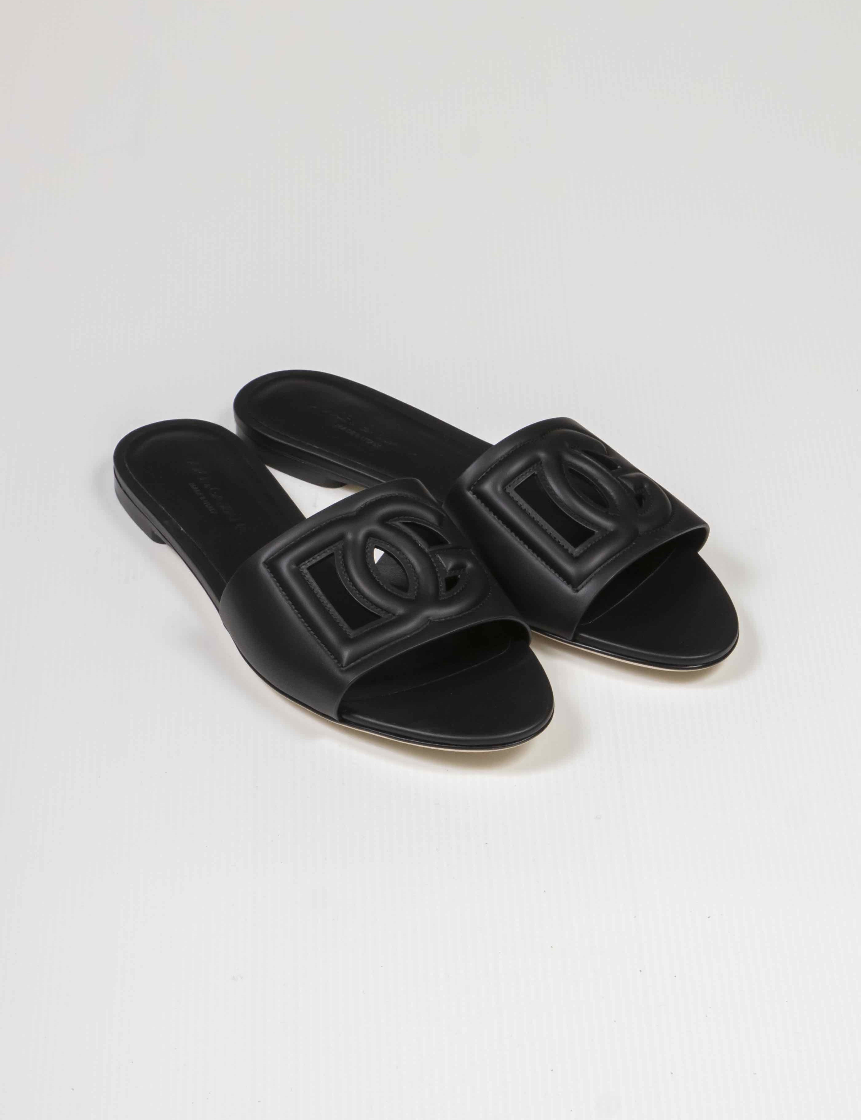 Dolce & Gabbana Ciabatta Flat Vit.liscio 80999 NERO