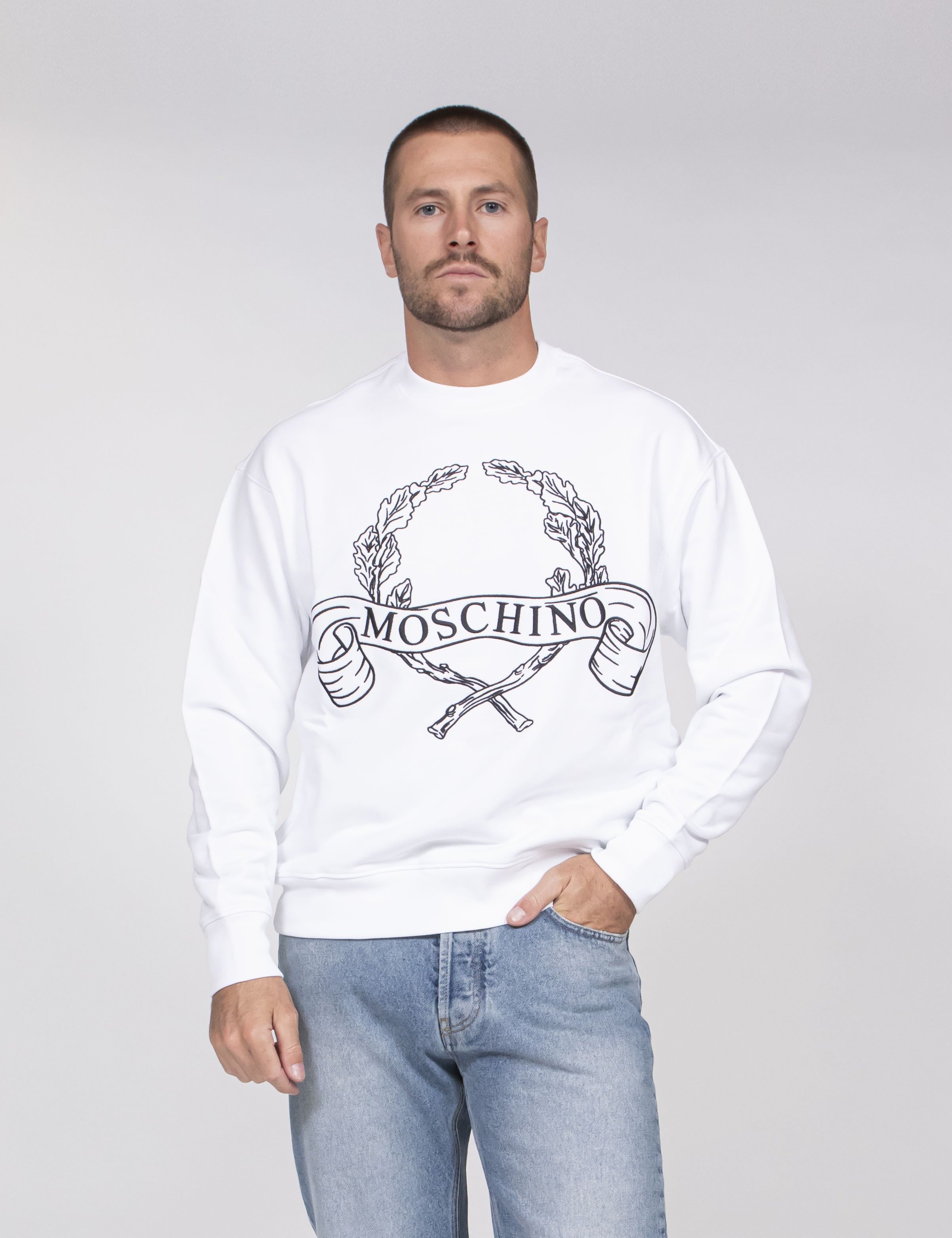 Moschino Felpa Di Cotone Organico 1001 FANTASIA BIANCO