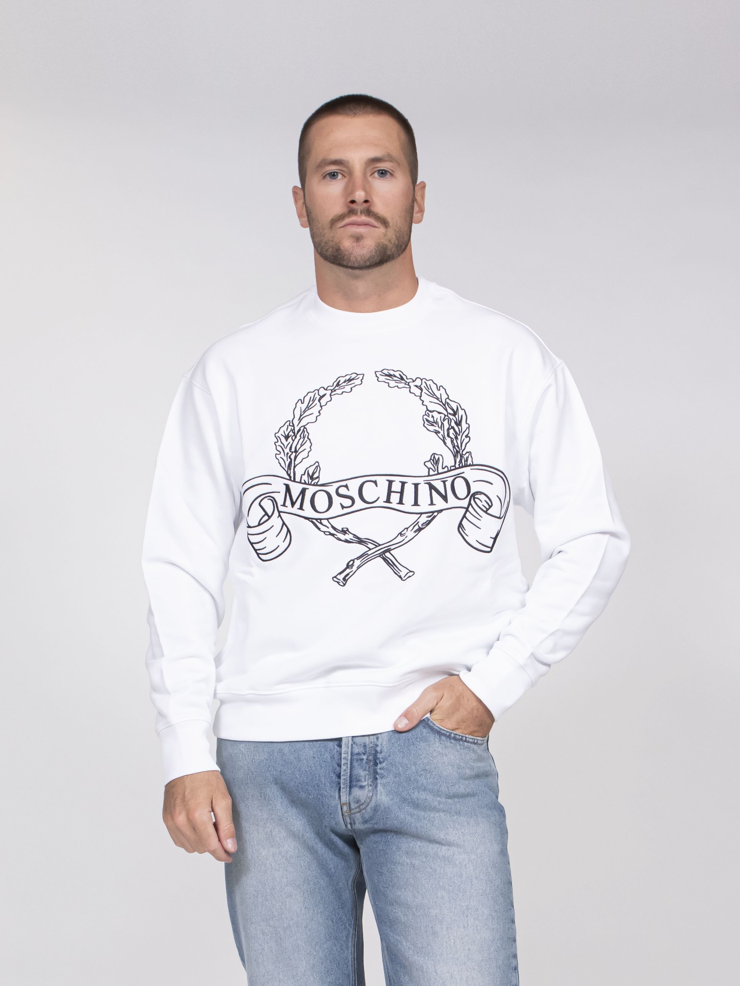 Moschino Felpa Di Cotone Organico 1001 FANTASIA BIANCO