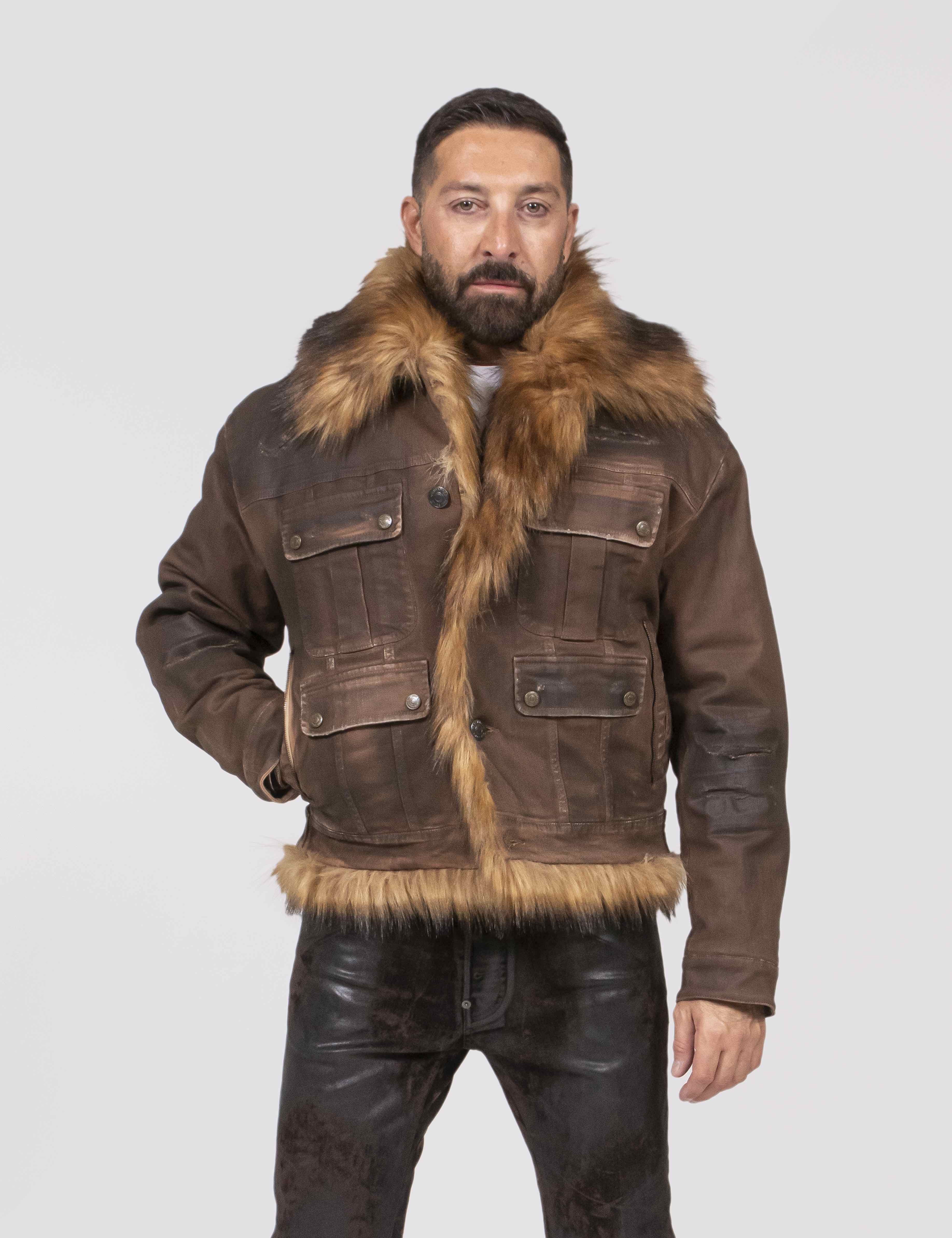 Dsquared2 Giacca Furry Jean 144 DARK BROWN