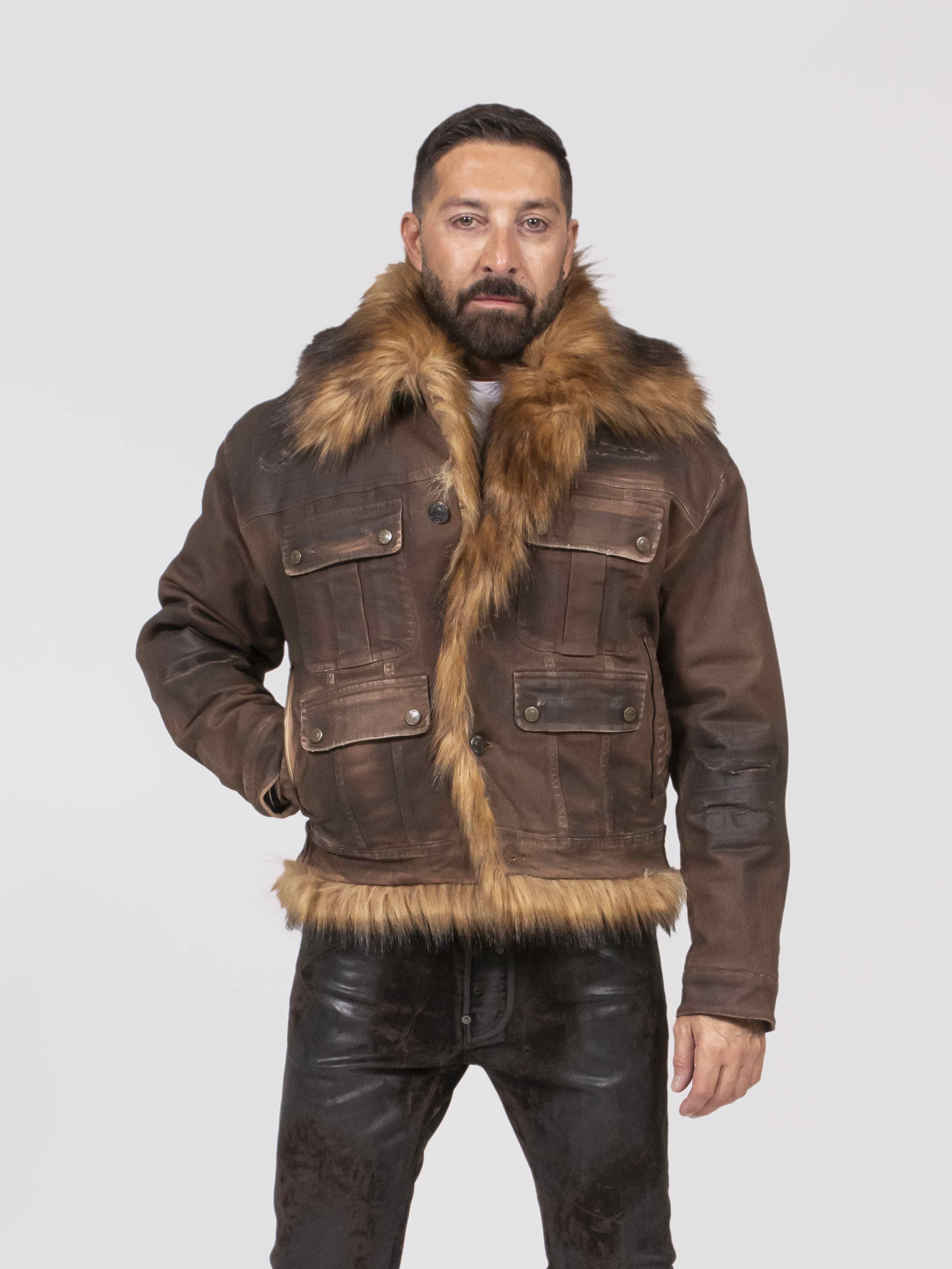 Dsquared2 Giacca Furry Jean 144 DARK BROWN