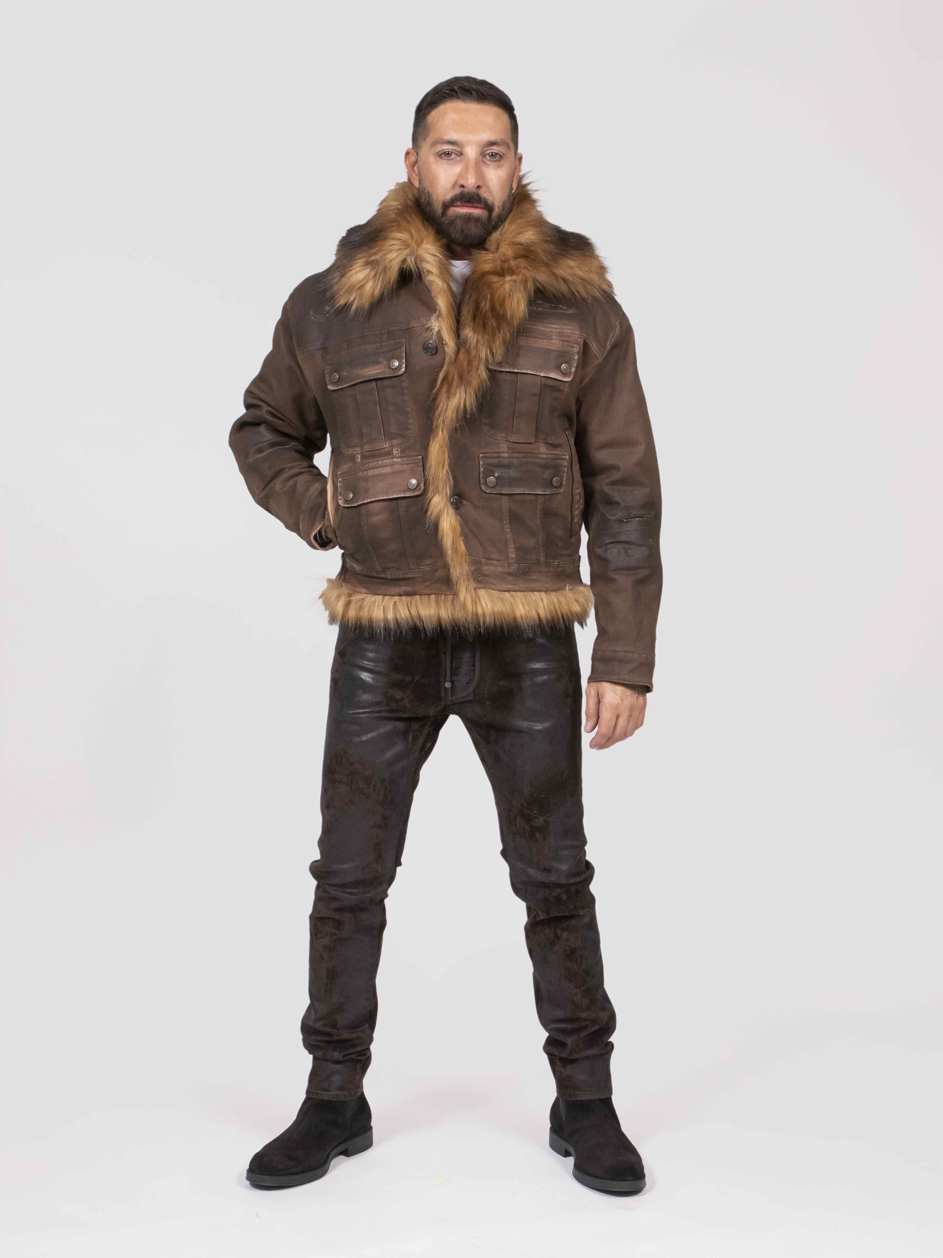 Dsquared2 Giacca Furry Jean 144 DARK BROWN