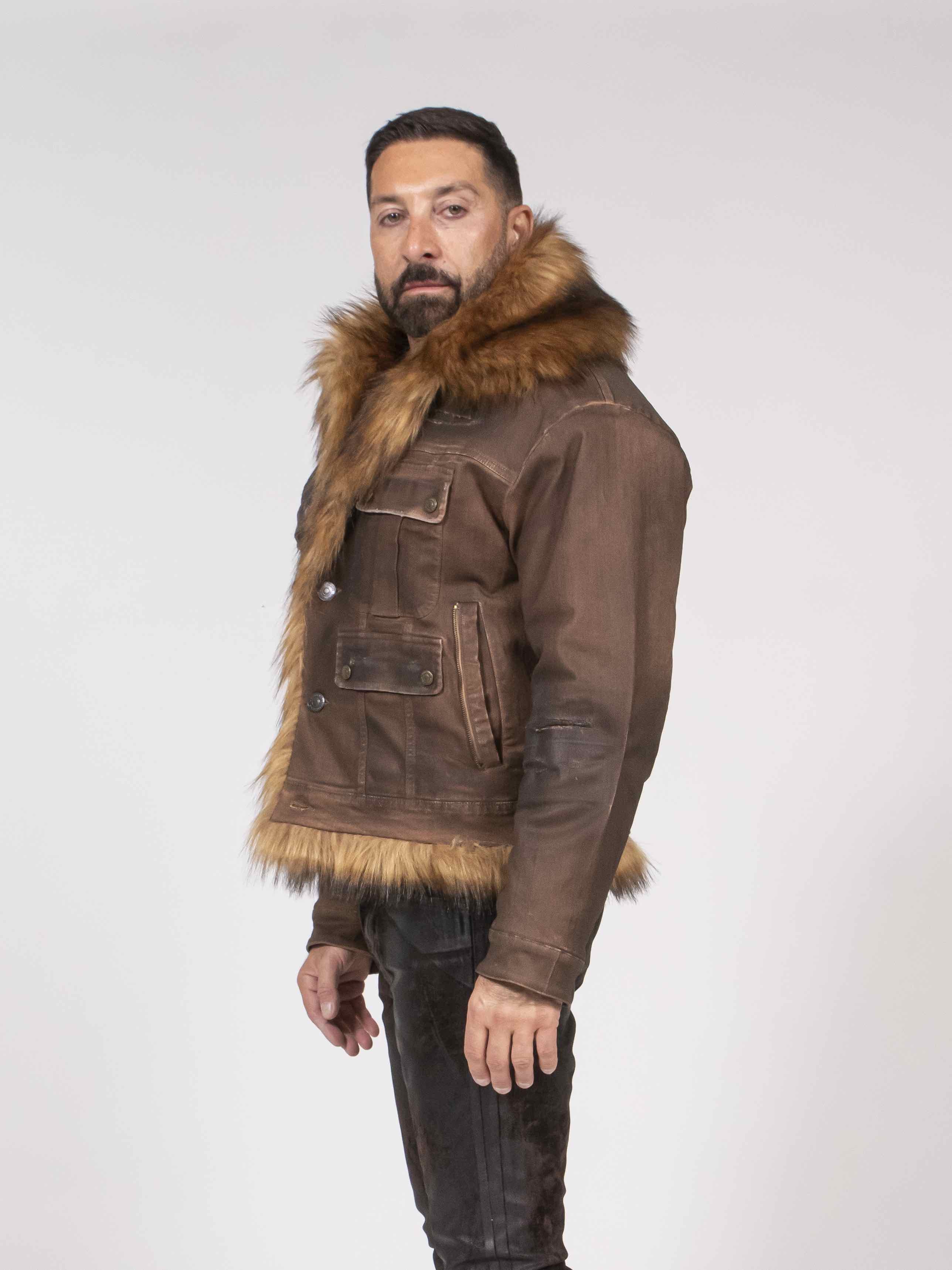 Dsquared2 Giacca Furry Jean 144 DARK BROWN