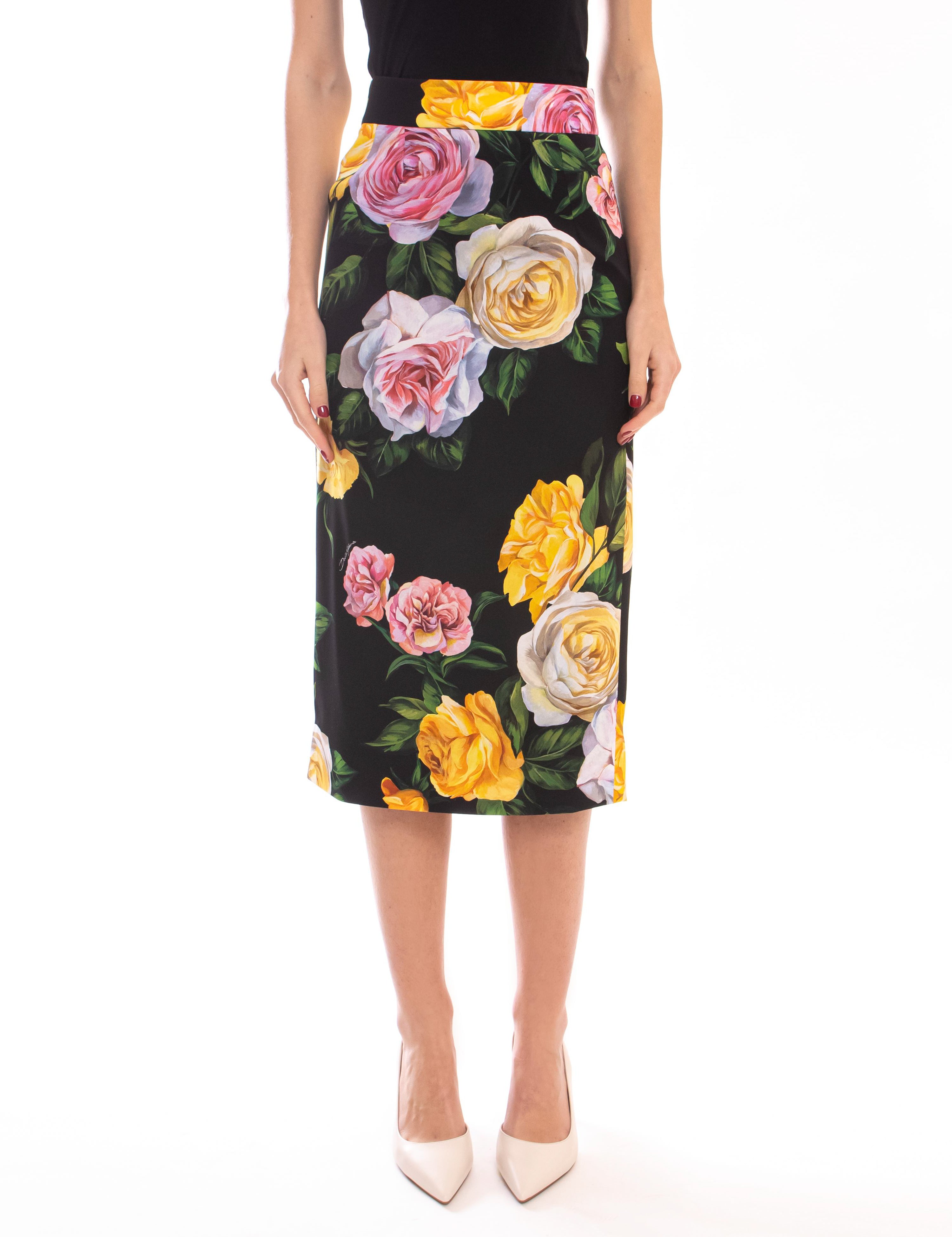 Dolce & Gabbana Gonna HN5IY PEONIE ROSE F.NERO