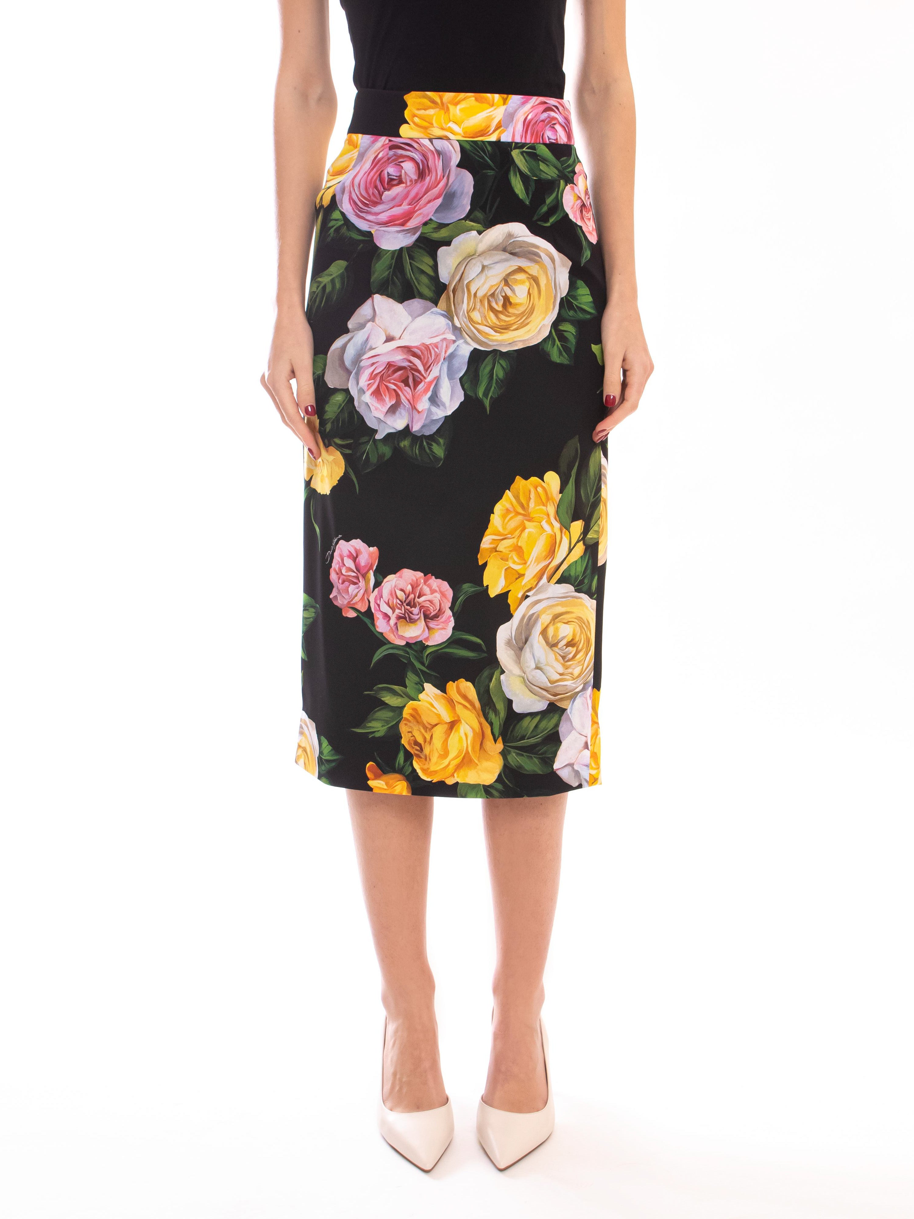 Dolce & Gabbana Gonna HN5IY PEONIE ROSE F.NERO