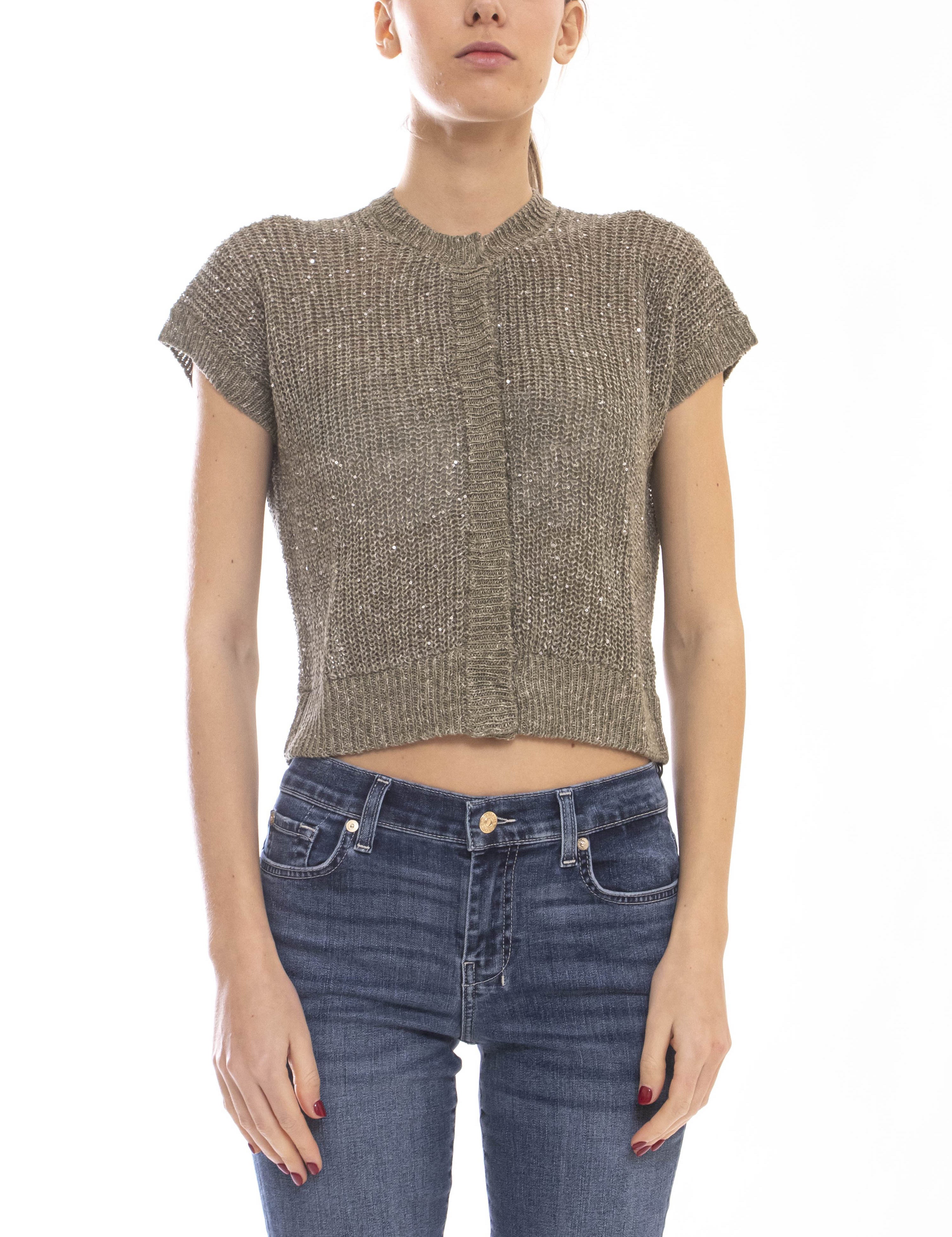 Peserico Maglia A35 PAILLETTES EUCALIPTO