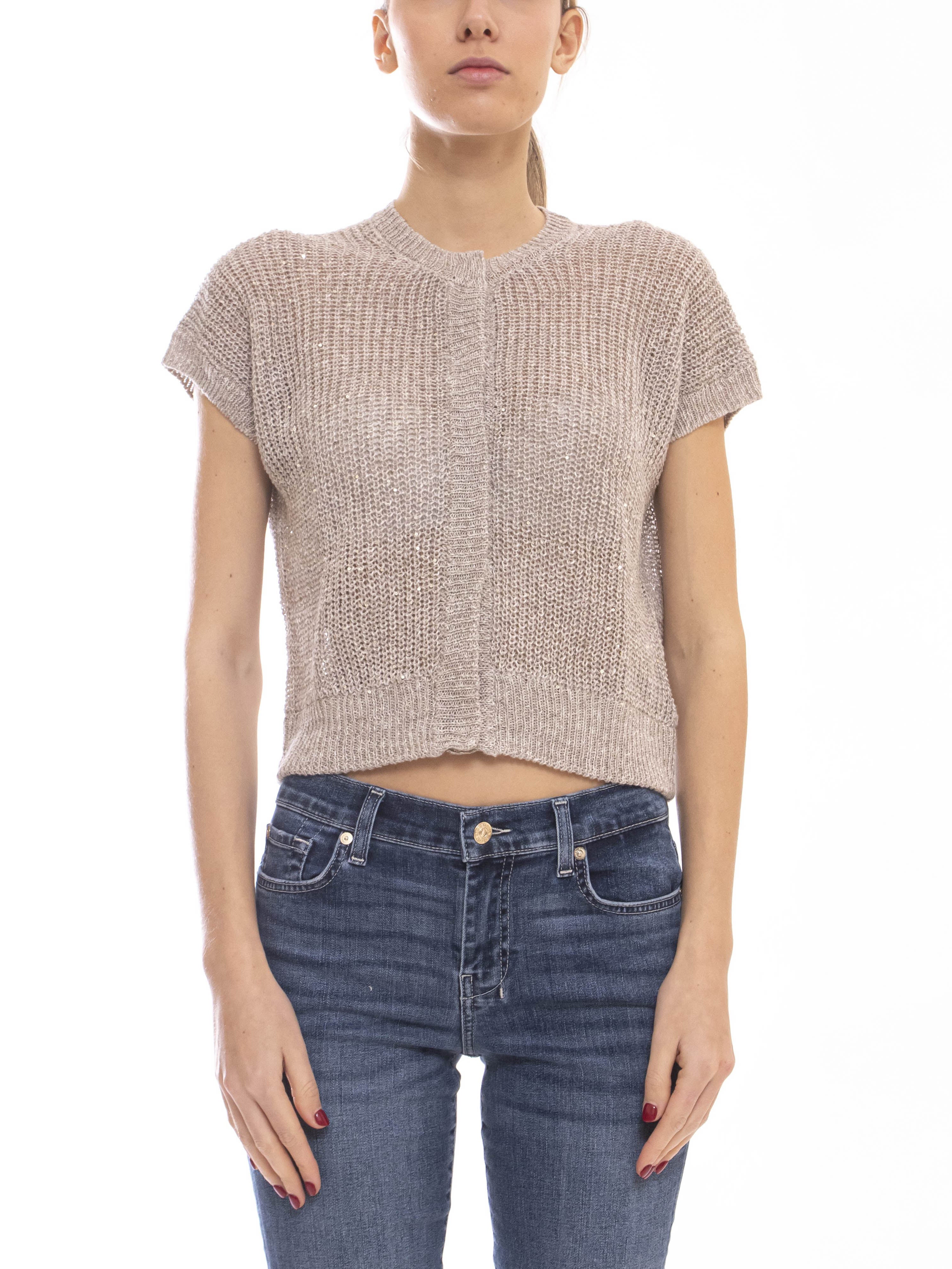 Peserico Maglia A48 PAILLETTES CAPPUCCINO