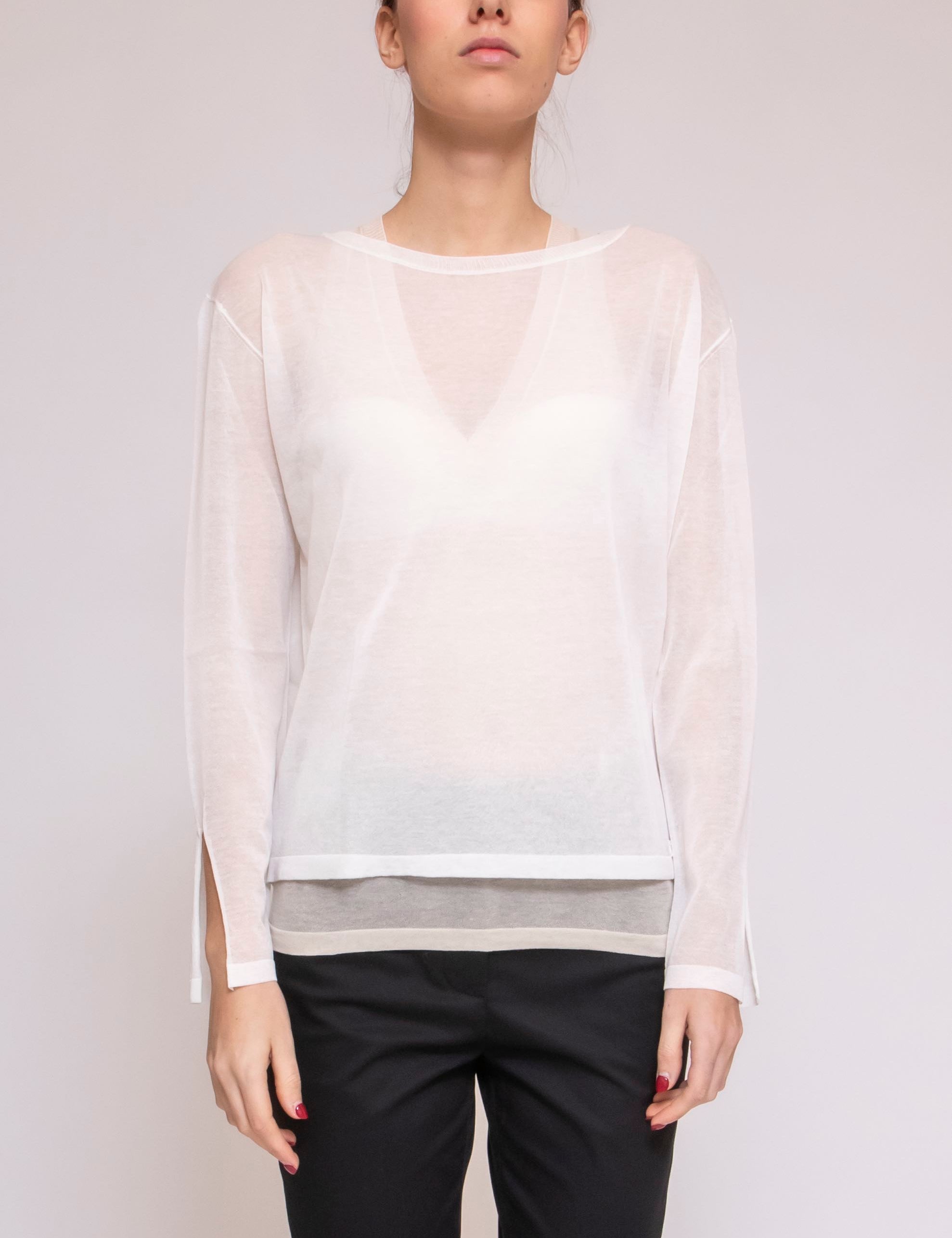 Pinko Maglia Cotton ZC1 BIANCO BEIGE