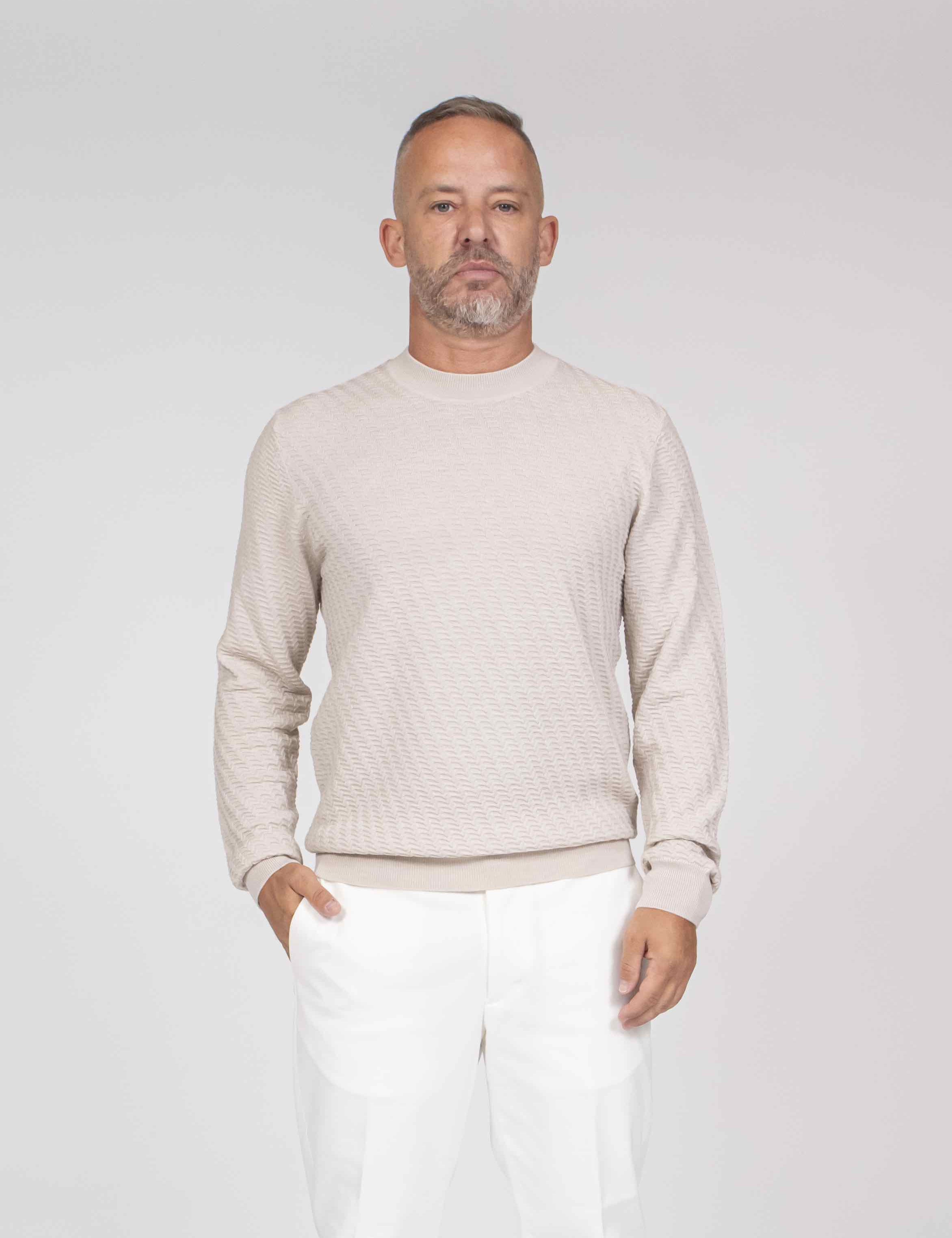 Paolo Pecora Maglia Girocollo 1342 BIANCO PANNA