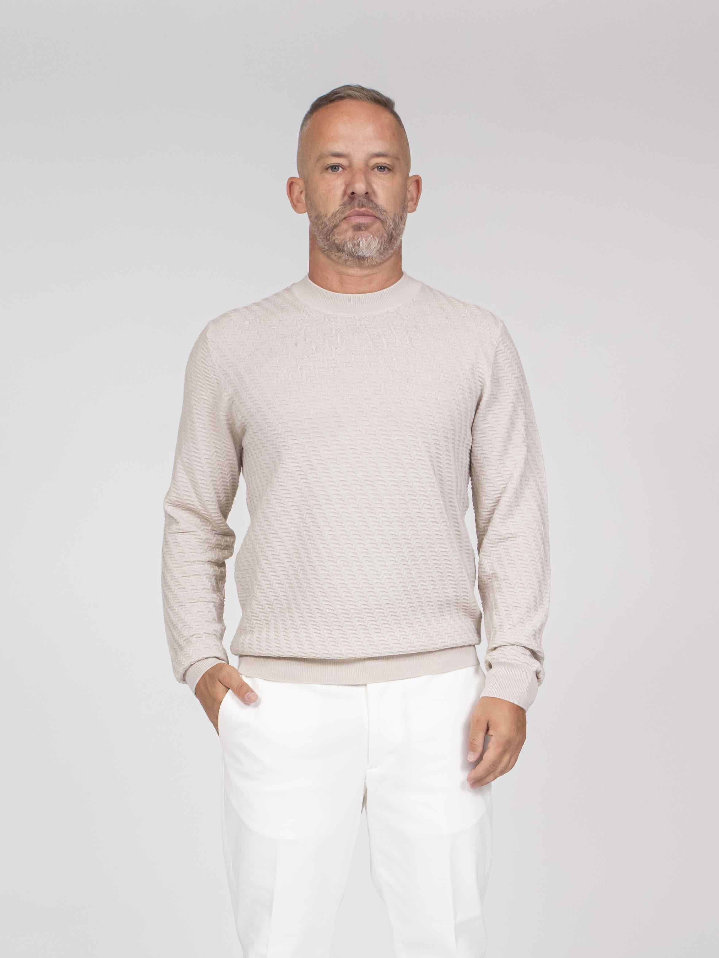 Paolo Pecora Maglia Girocollo 1342 BIANCO PANNA