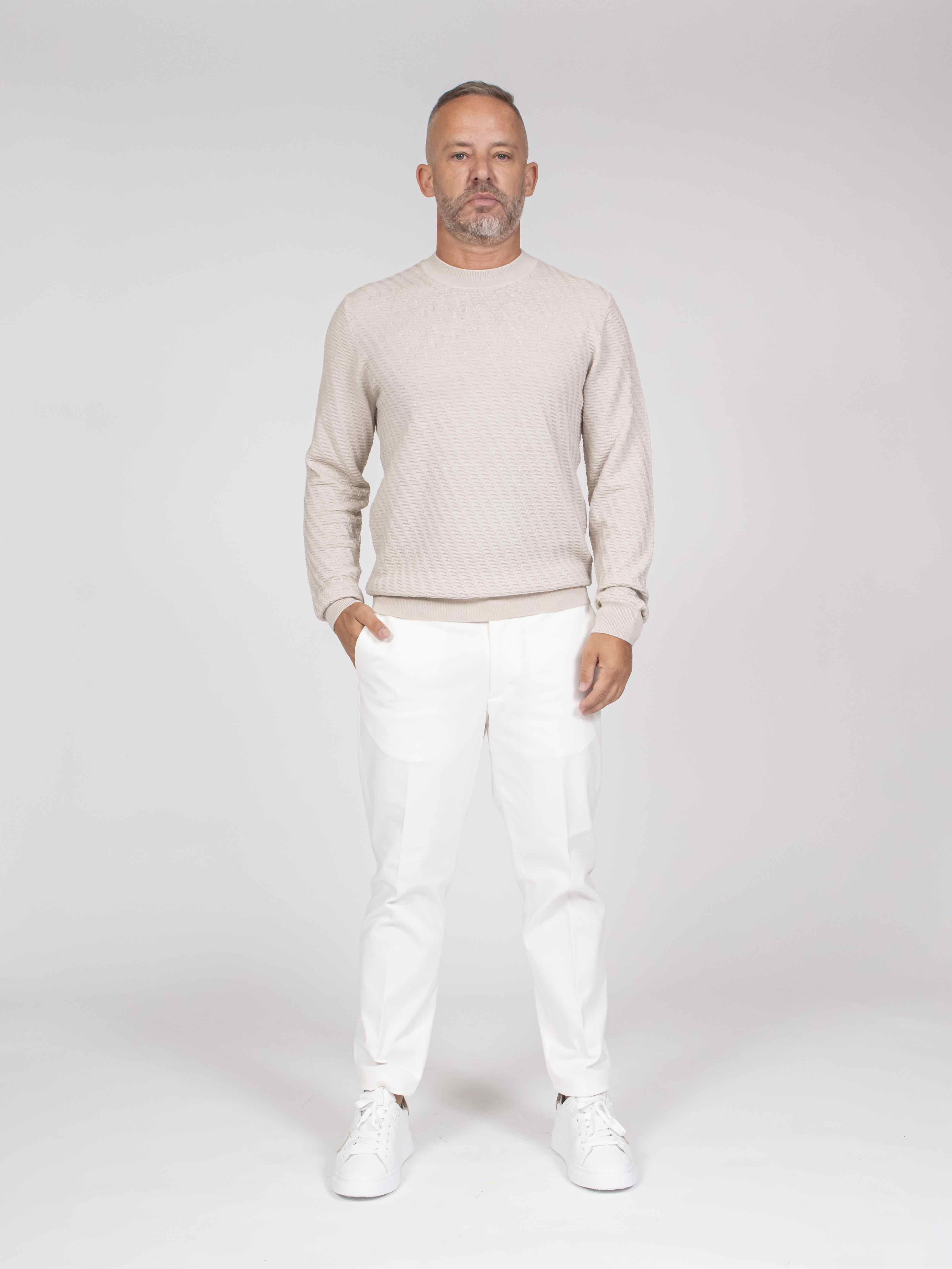 Paolo Pecora Maglia Girocollo 1342 BIANCO PANNA