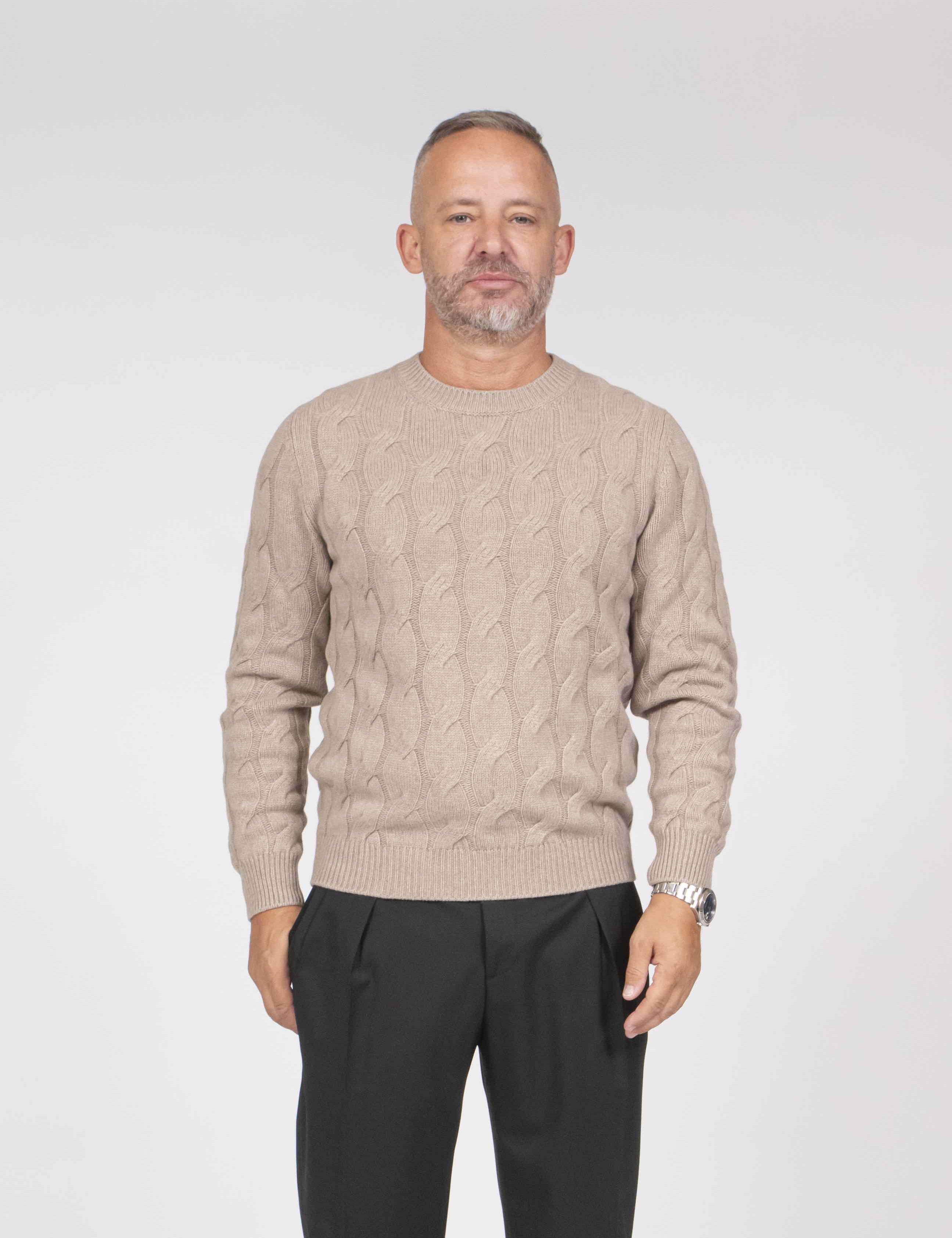 Mauro Ottaviani Maglia Girocollo Treccia 200008 BEIGE