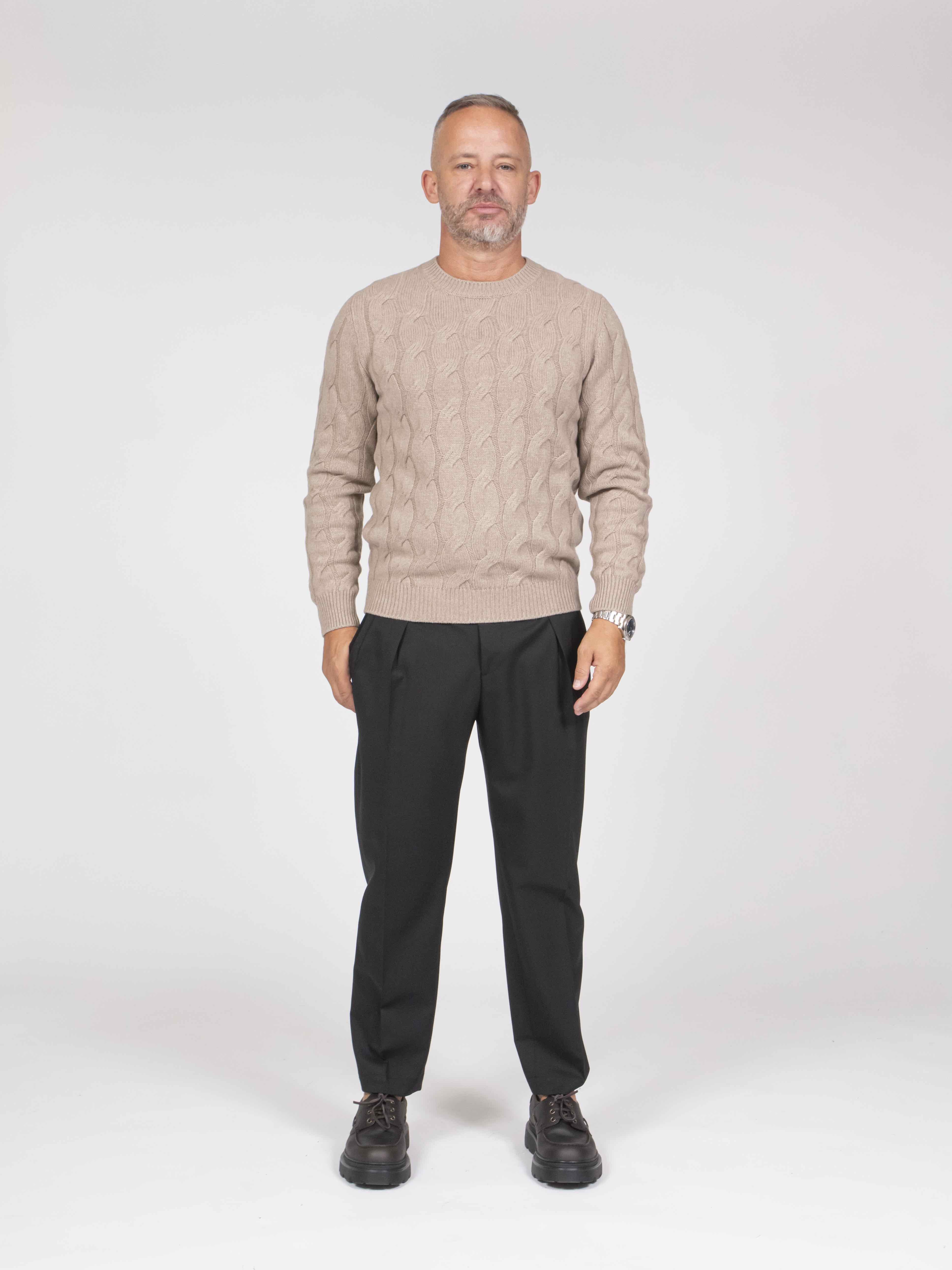 Mauro Ottaviani Maglia Girocollo Treccia 200008 BEIGE