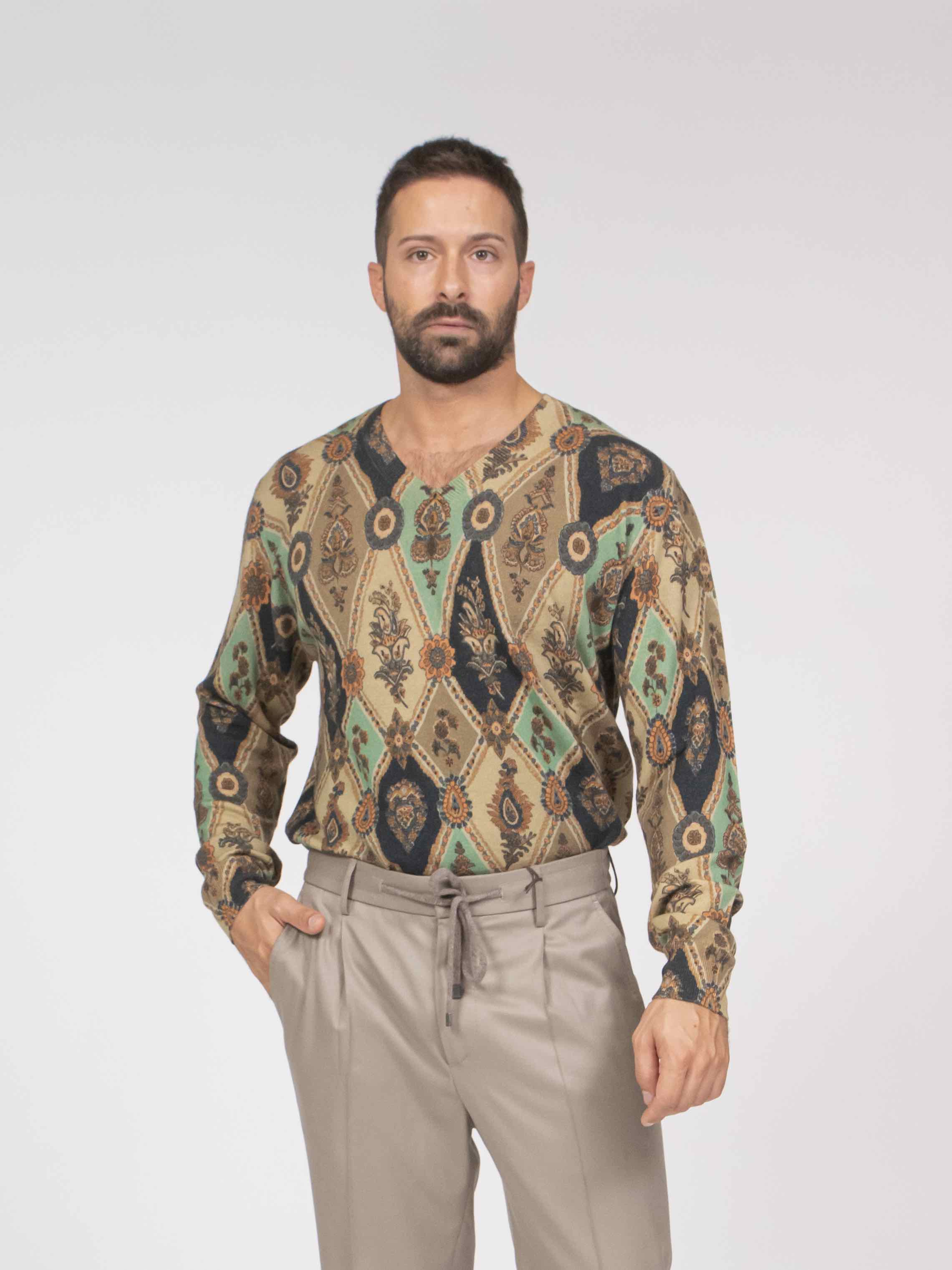 Etro Maglia Girocollo X0820 STAMPA F.DO BEIGE