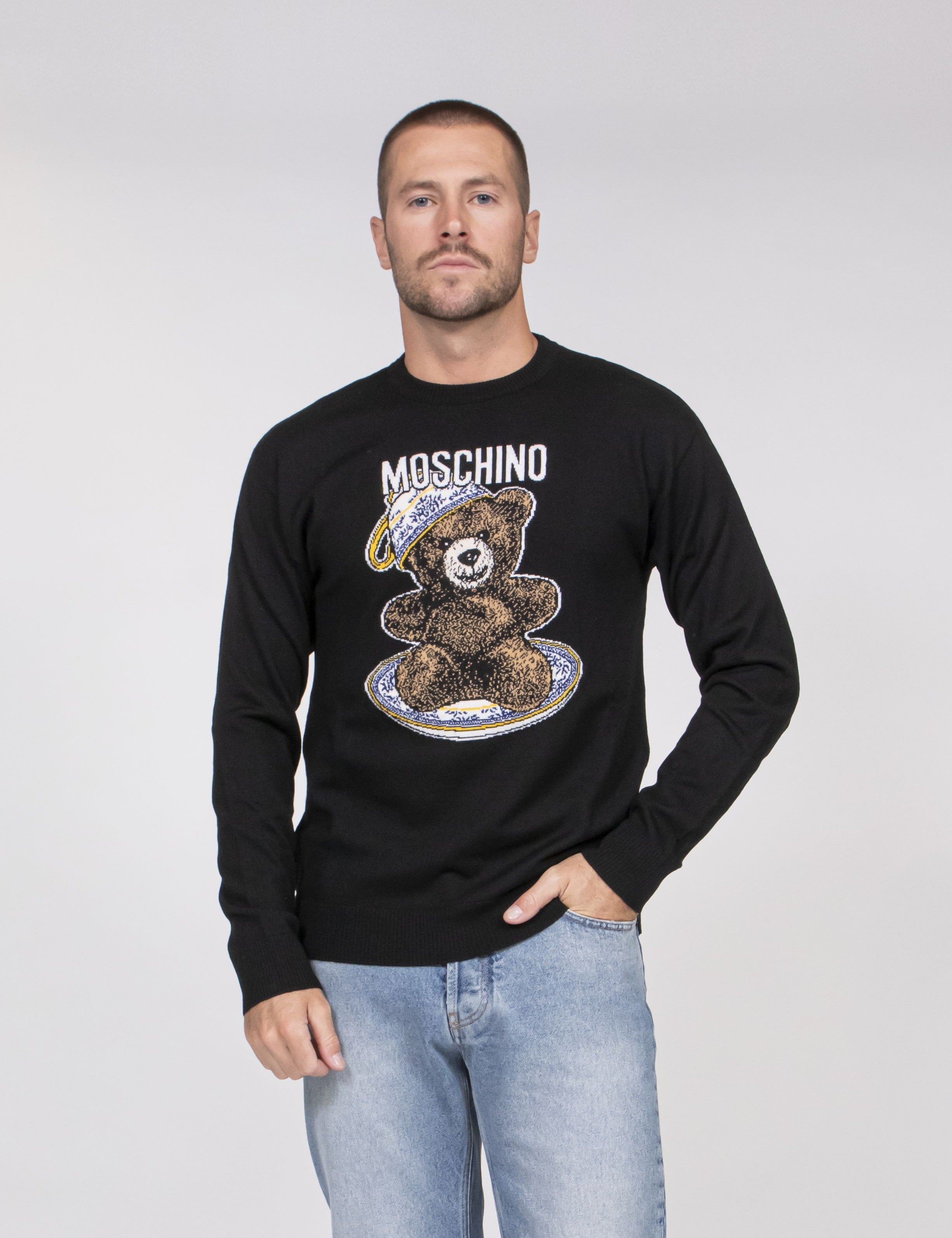 Moschino Maglia Lana Merino 2001 FANTASIA BIANCO