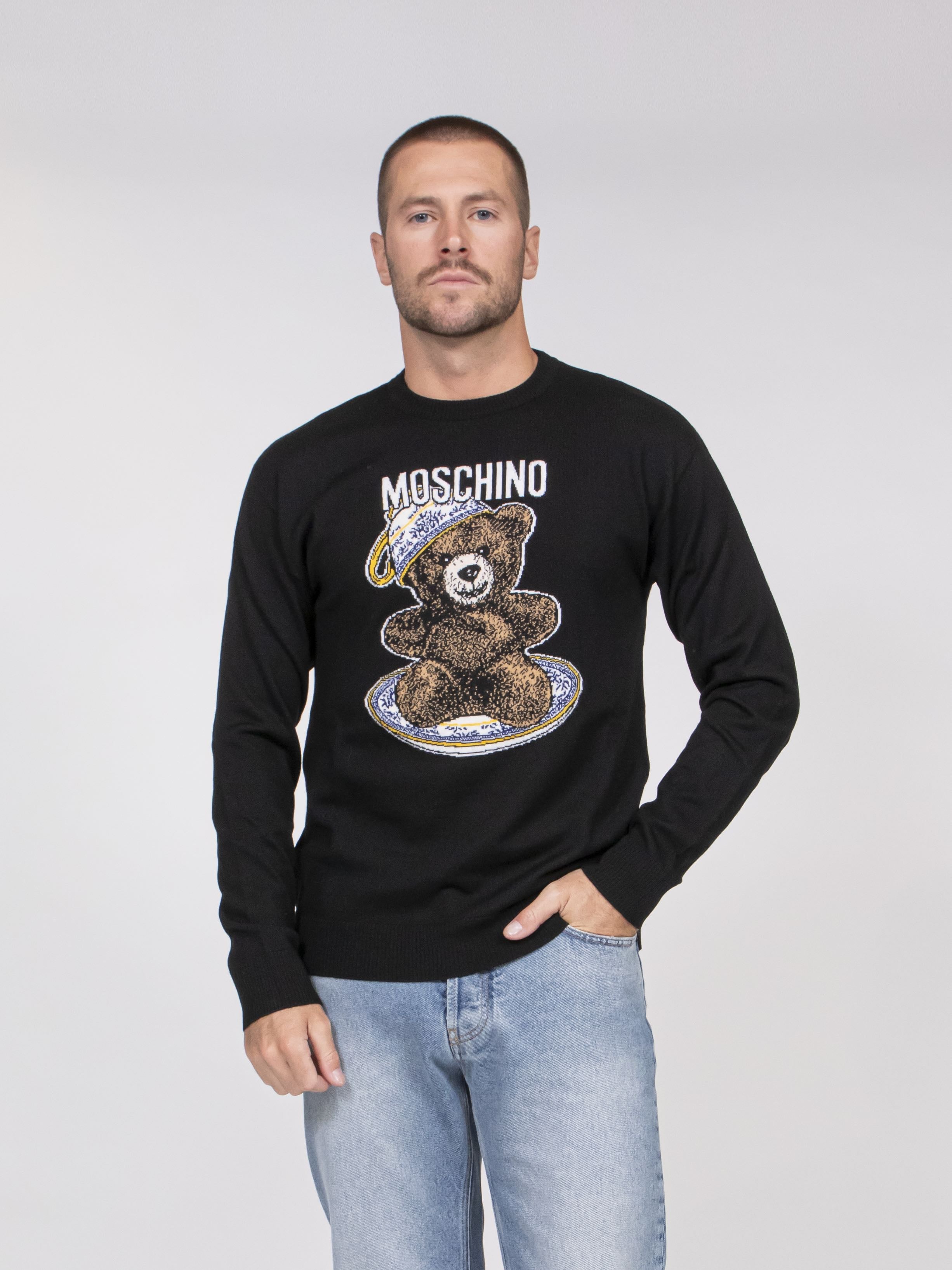 Moschino Maglia Lana Merino 2001 FANTASIA BIANCO