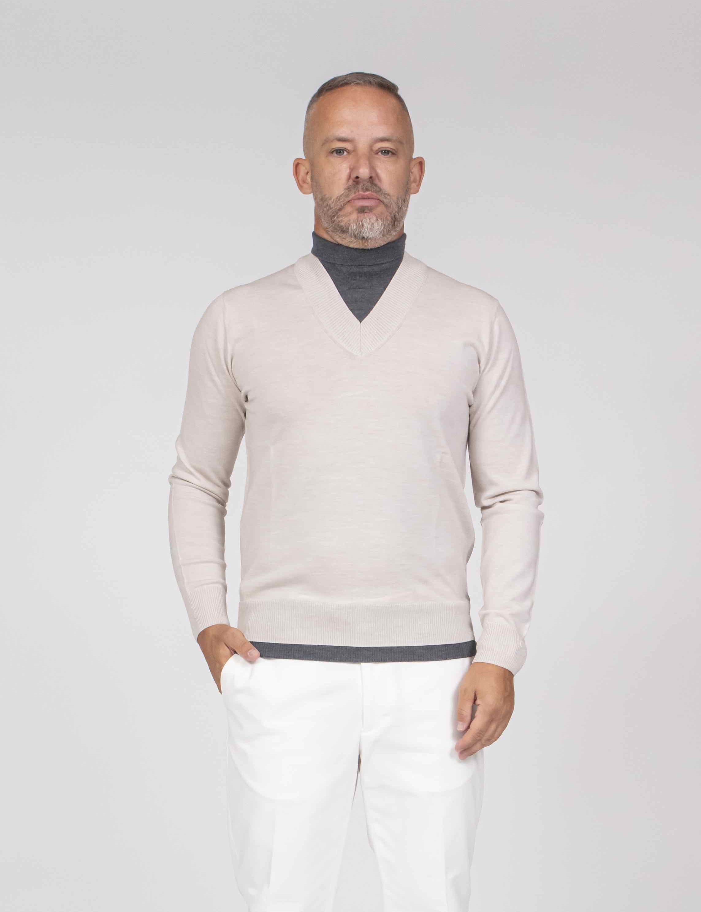 Paolo Pecora Maglia Lupetto 1342 BIANCO PANNA