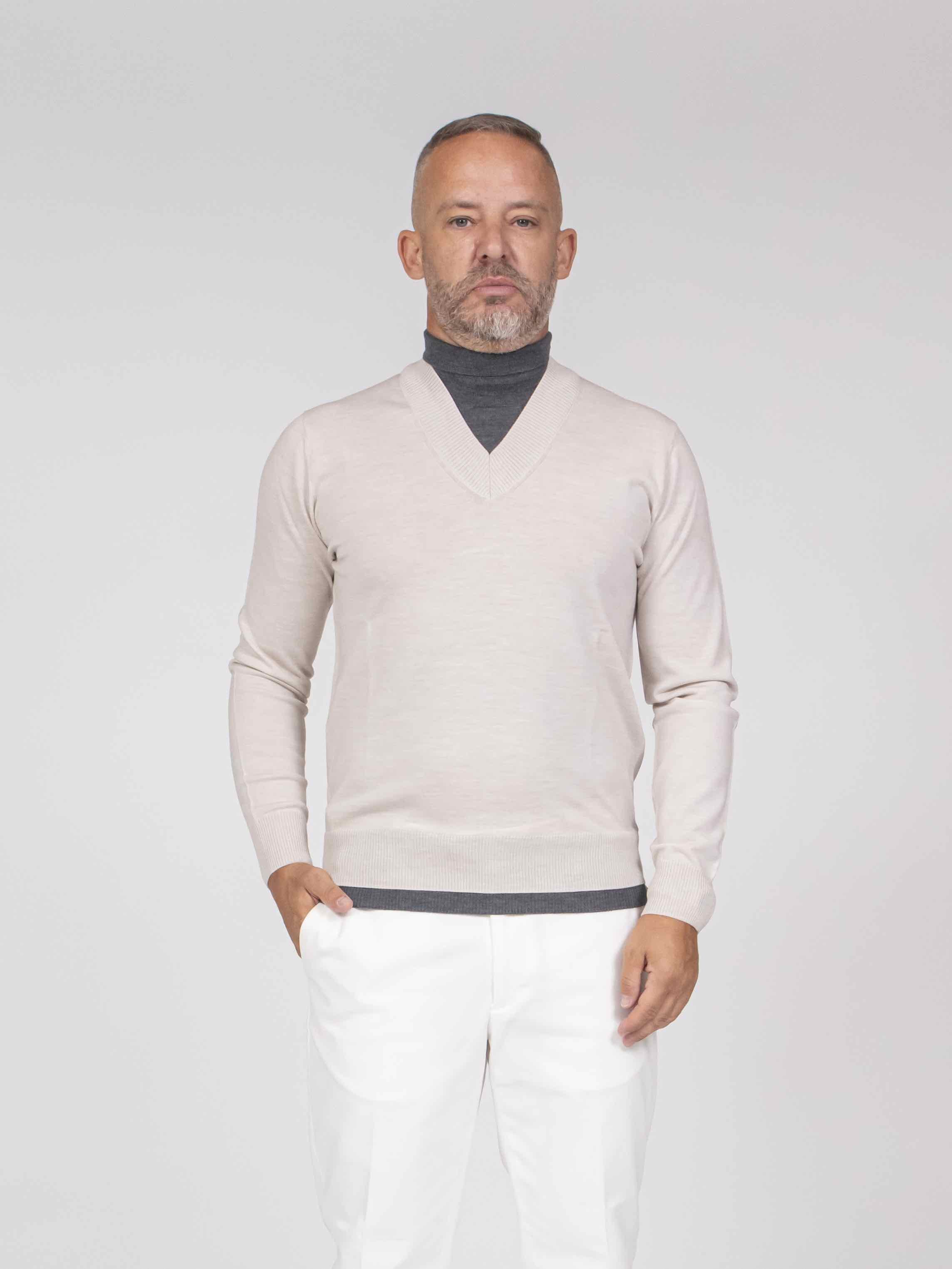 Paolo Pecora Maglia Lupetto 1342 BIANCO PANNA