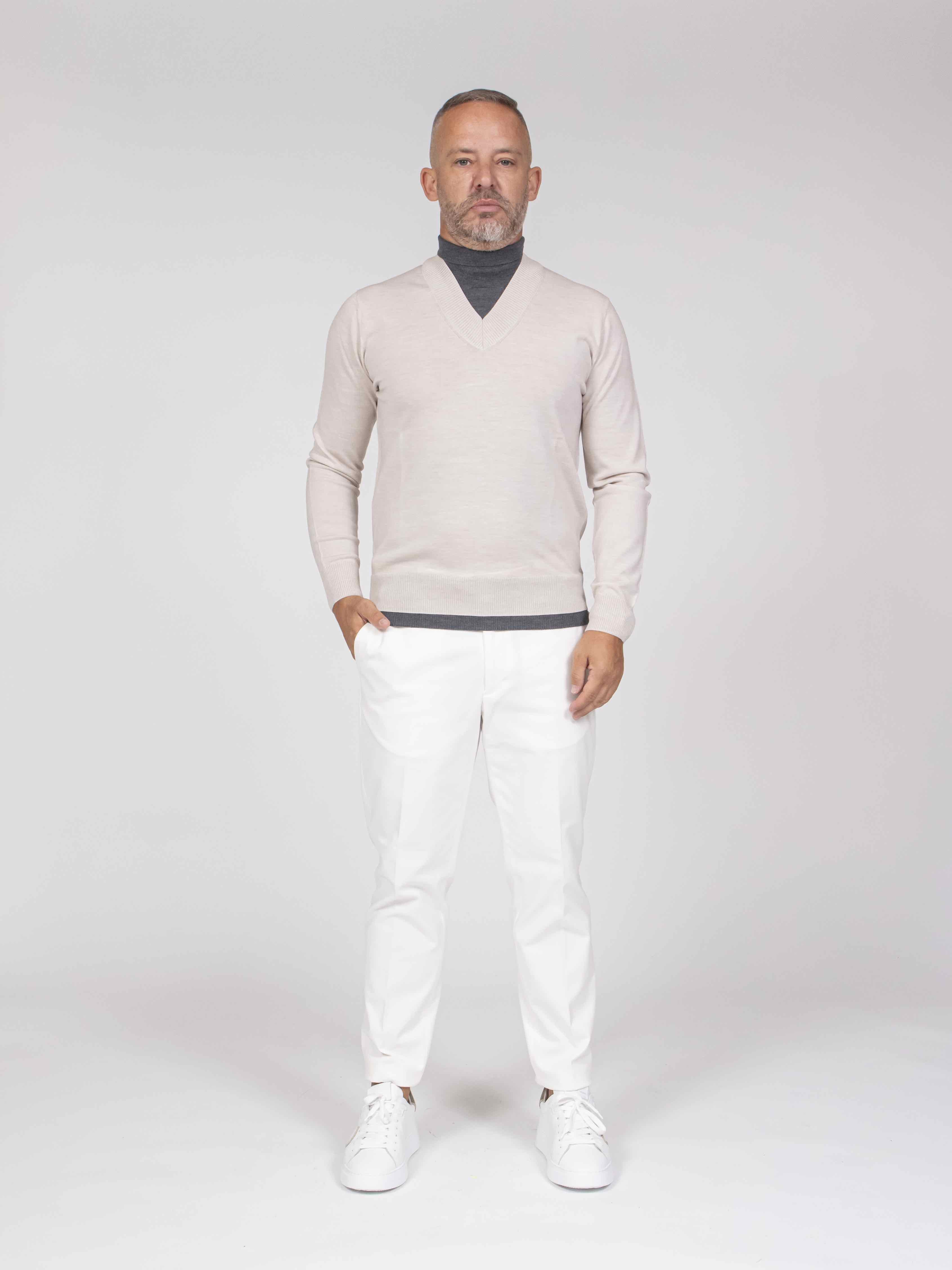 Paolo Pecora Maglia Lupetto 1342 BIANCO PANNA