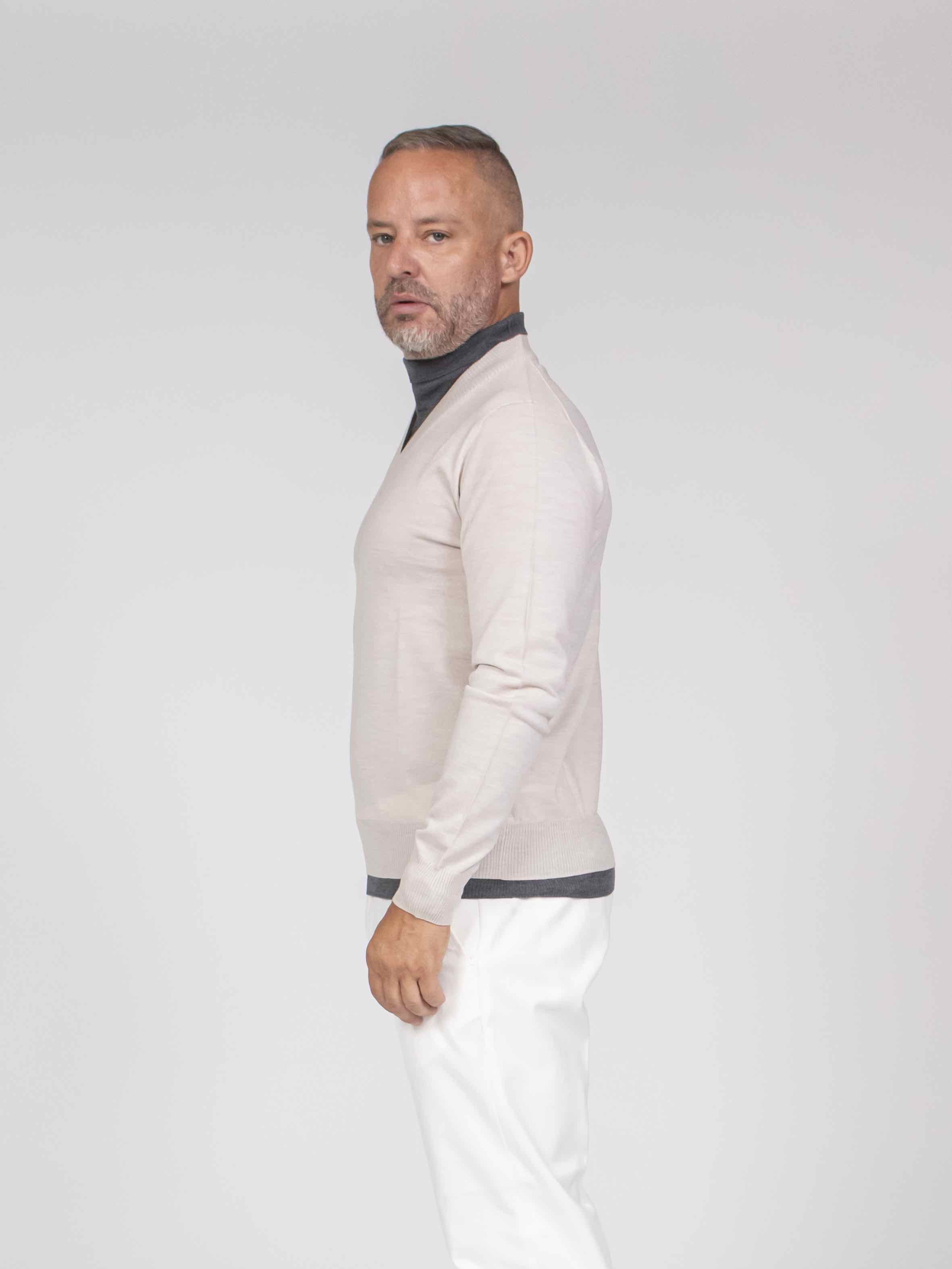 Paolo Pecora Maglia Lupetto 1342 BIANCO PANNA