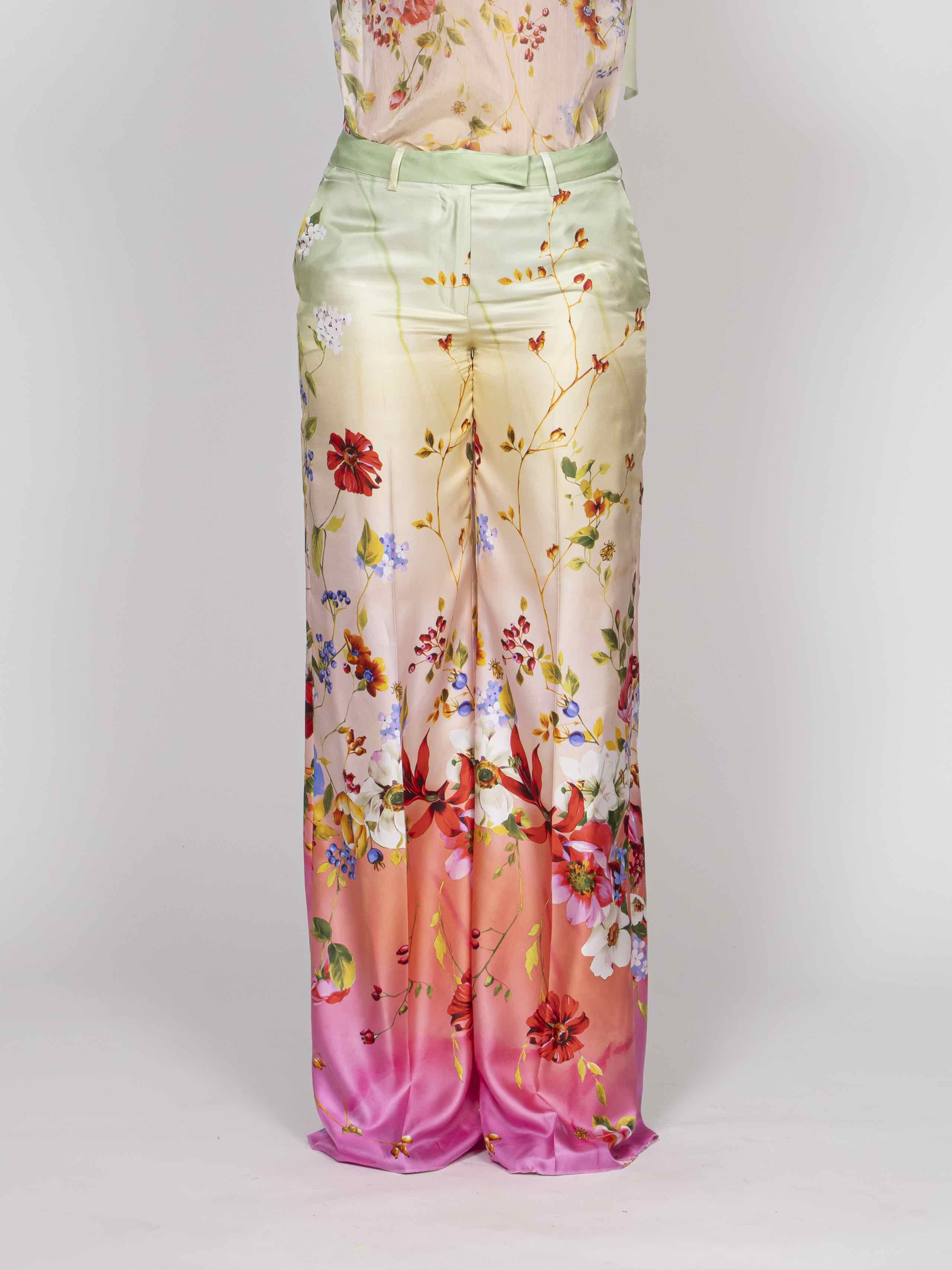 Cavalli Pantaloni D0509 GREEN/FUCHSIA