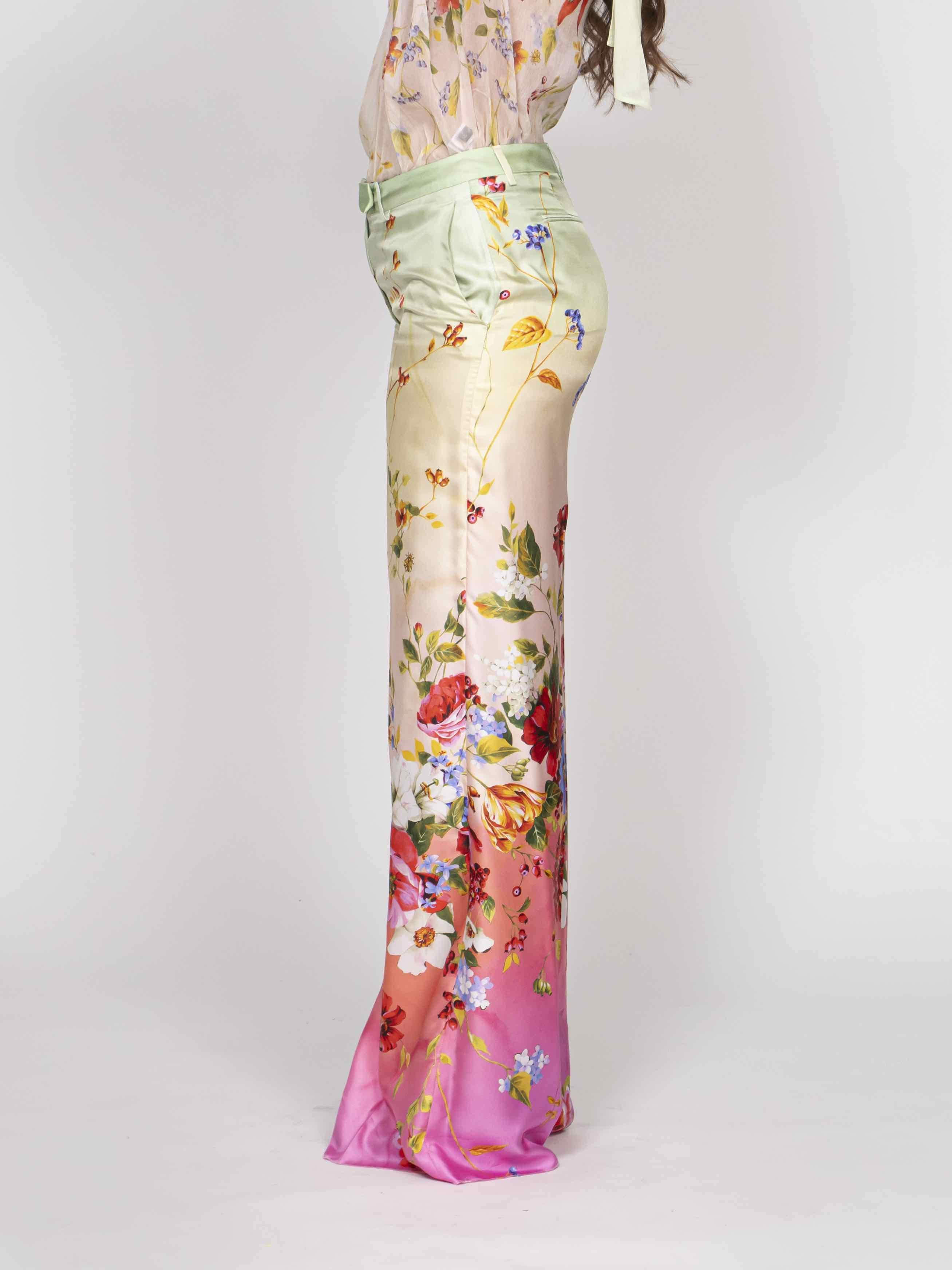 Cavalli Pantaloni D0509 GREEN/FUCHSIA