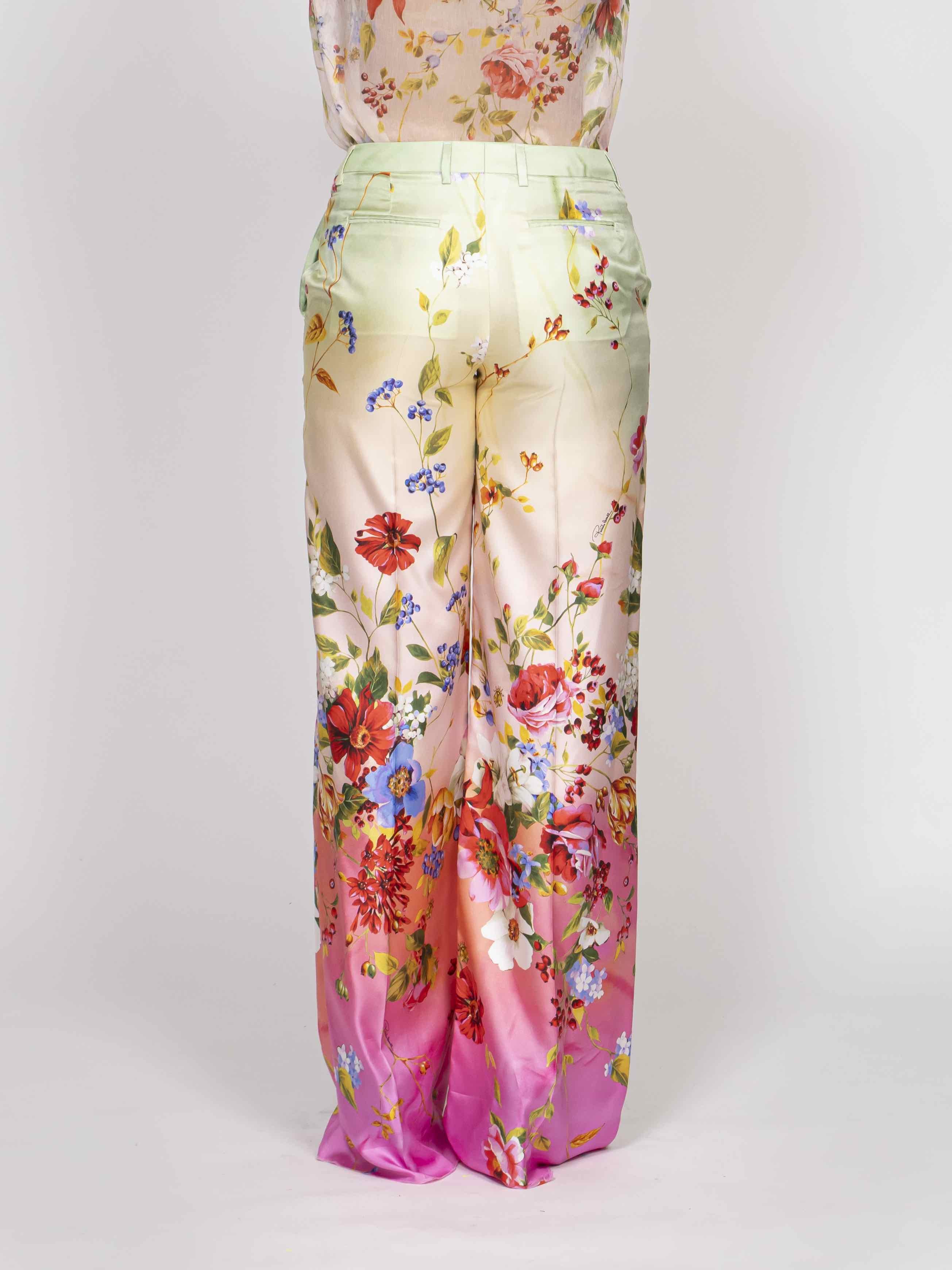 Cavalli Pantaloni D0509 GREEN/FUCHSIA