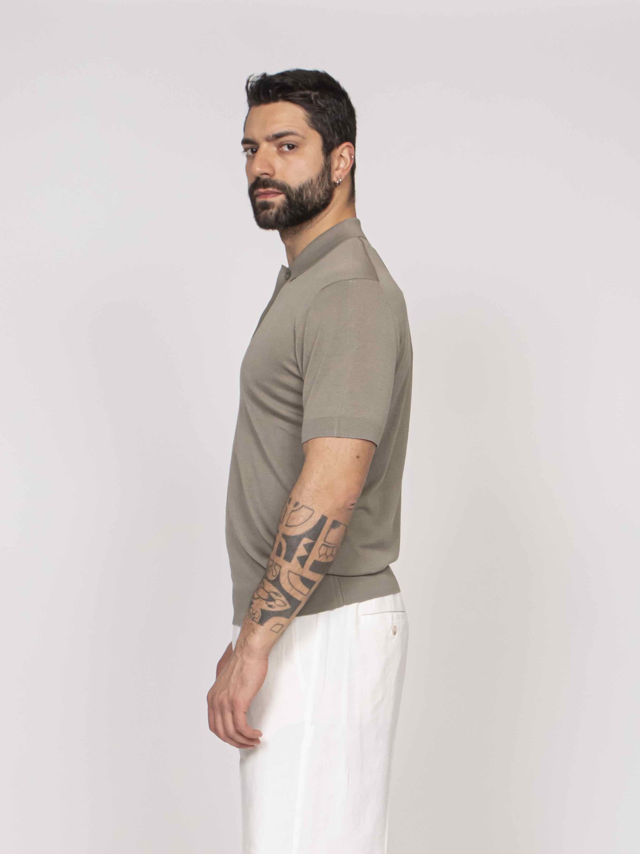 Paolo Pecora Polo In Seta 5326 MILITARE