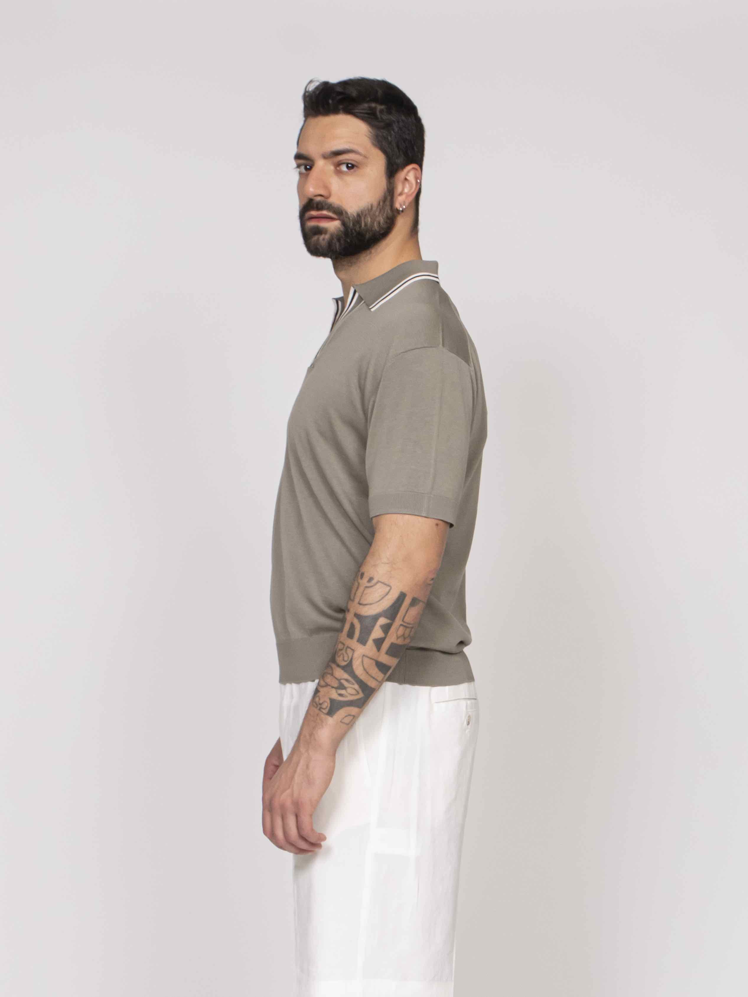 Paolo Pecora Polo In Seta 5326 MILITARE
