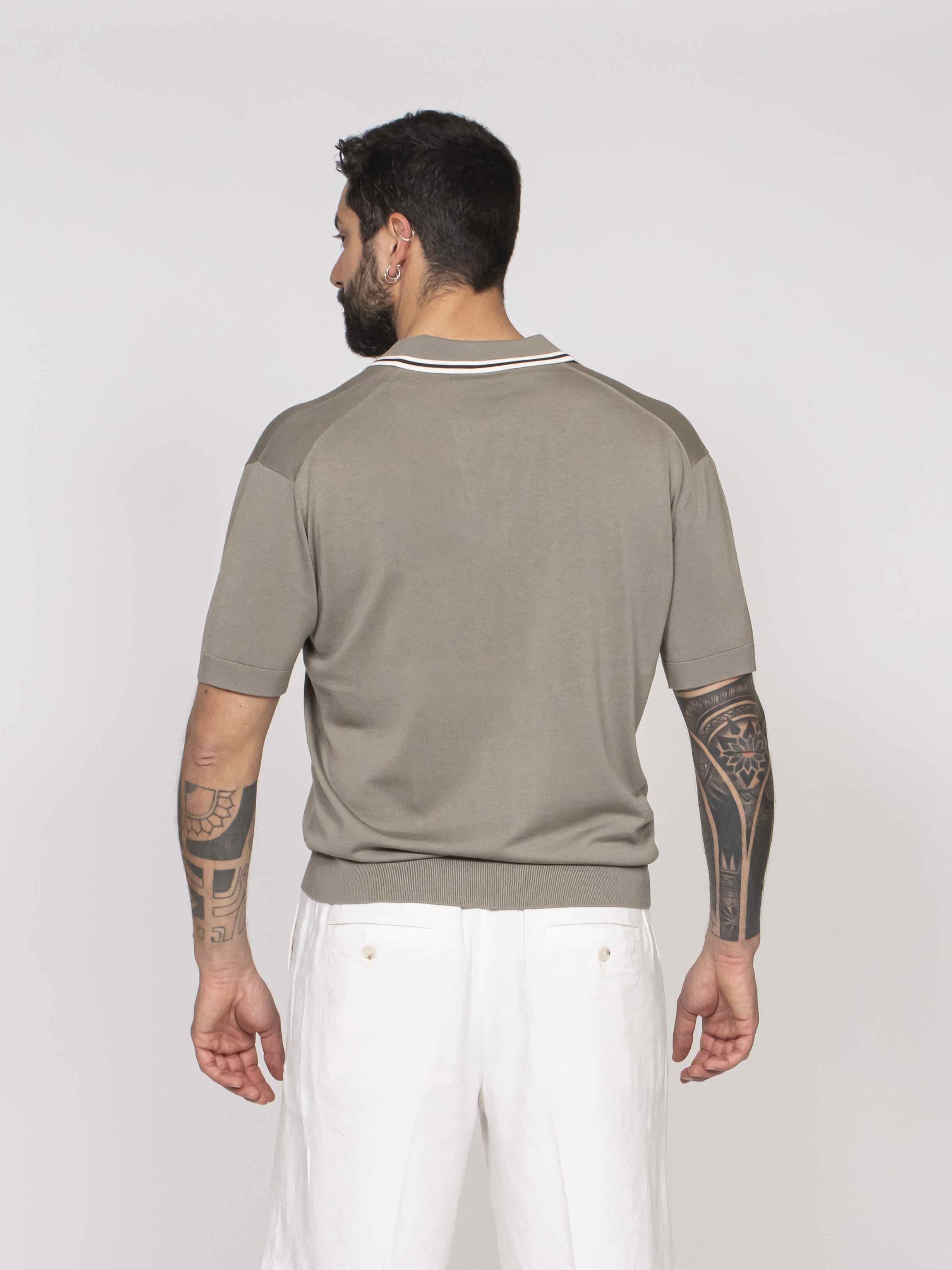 Paolo Pecora Polo In Seta 5326 MILITARE