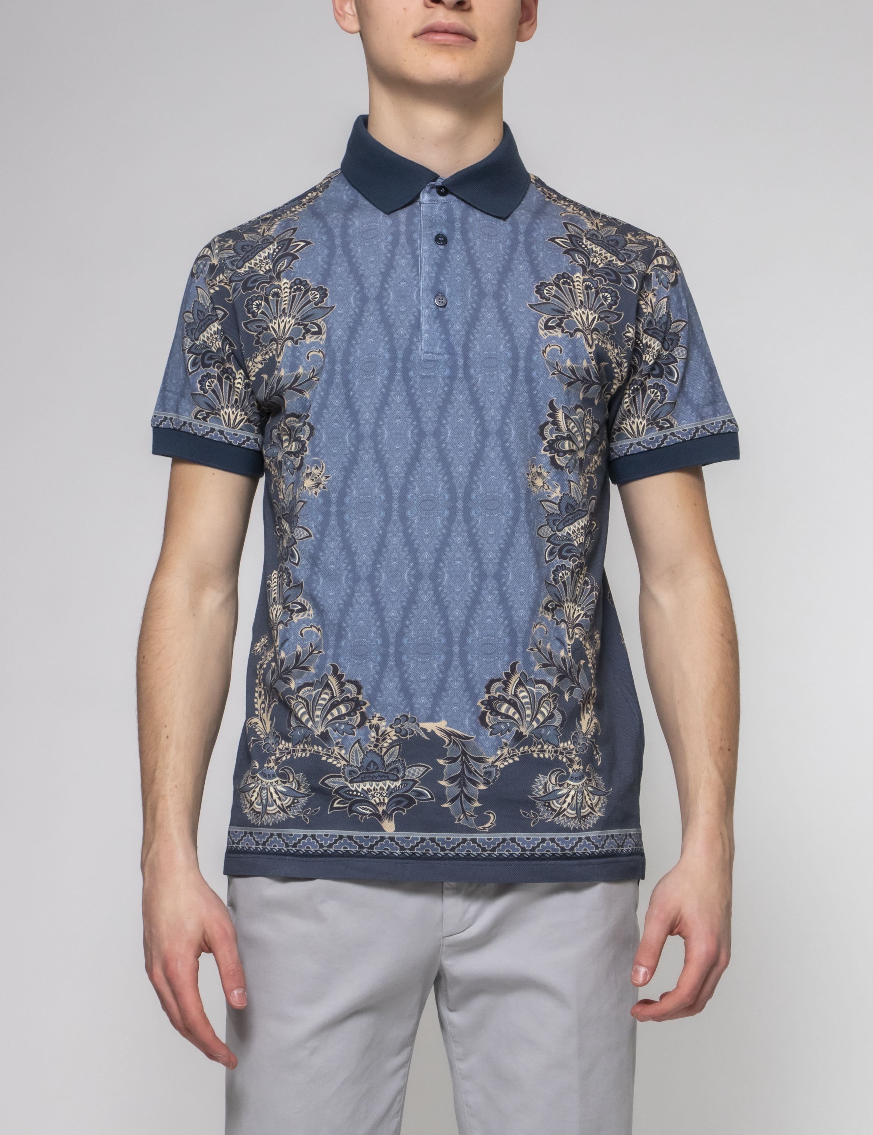 Etro Polo Roma X0883 STAMPA F.DO BLU