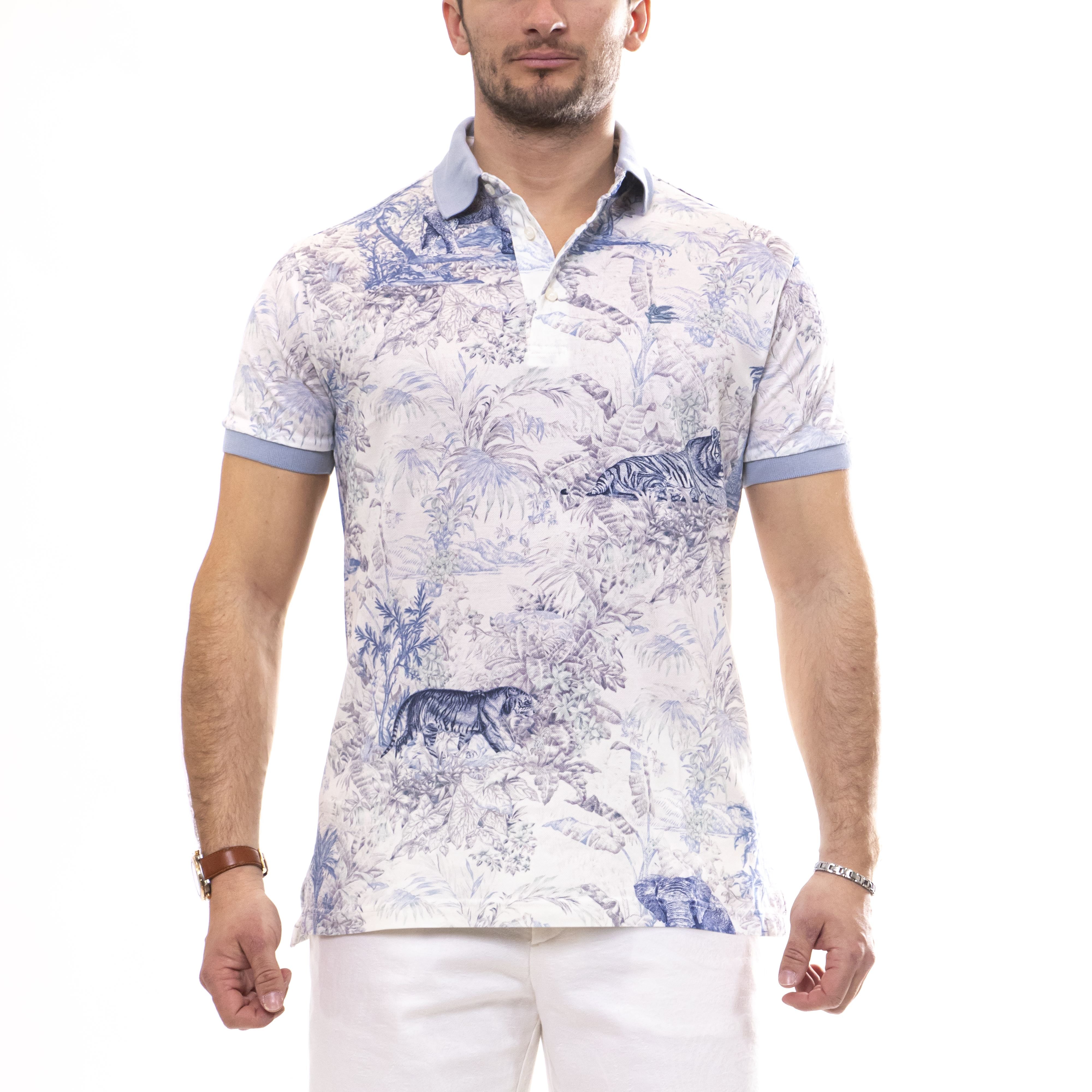 Etro Polo Roma X0883 STAMPA F.DO BLU