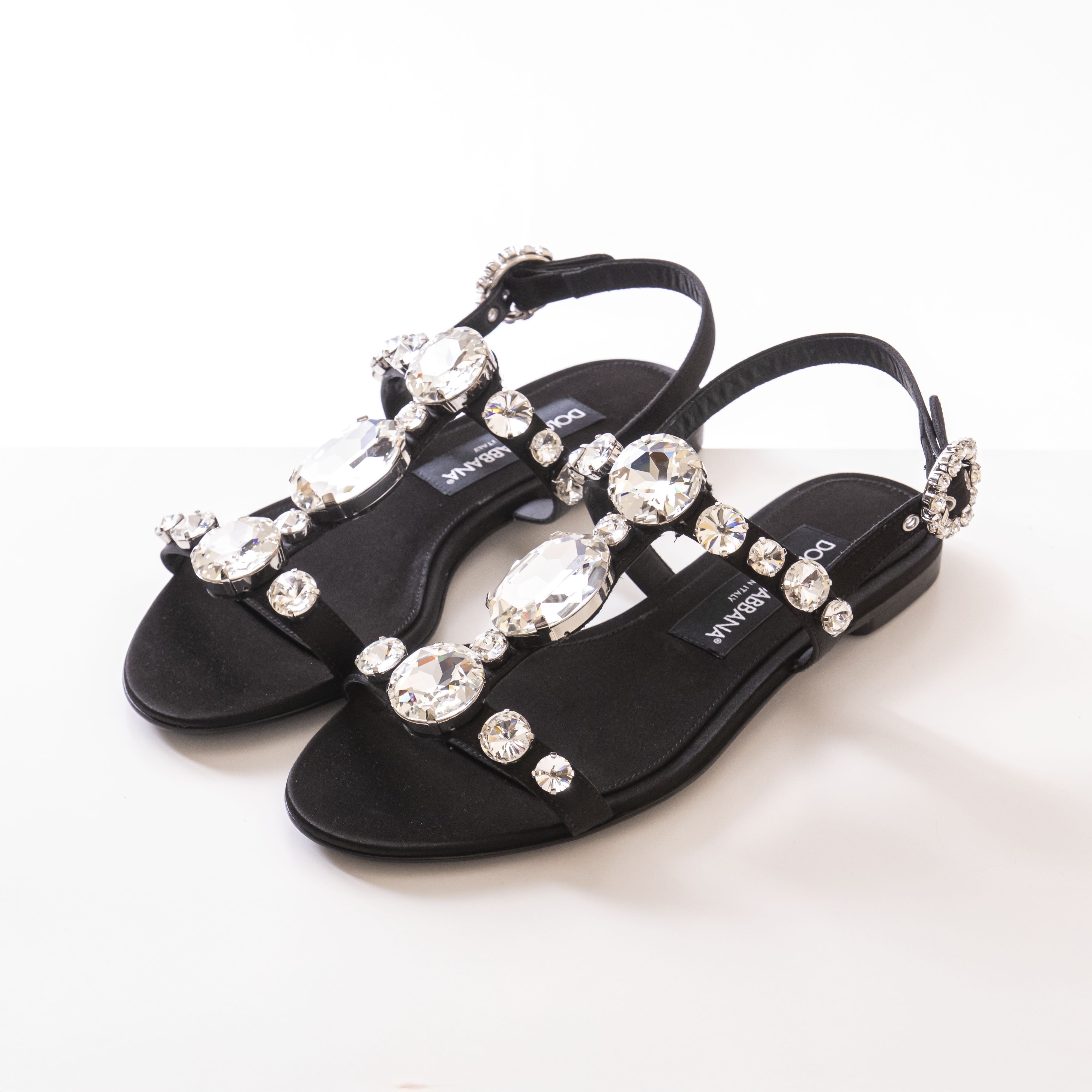 Dolce & Gabbana Sandalo Raso+ric. Pietre 8S488 NERO CRYSTAL
