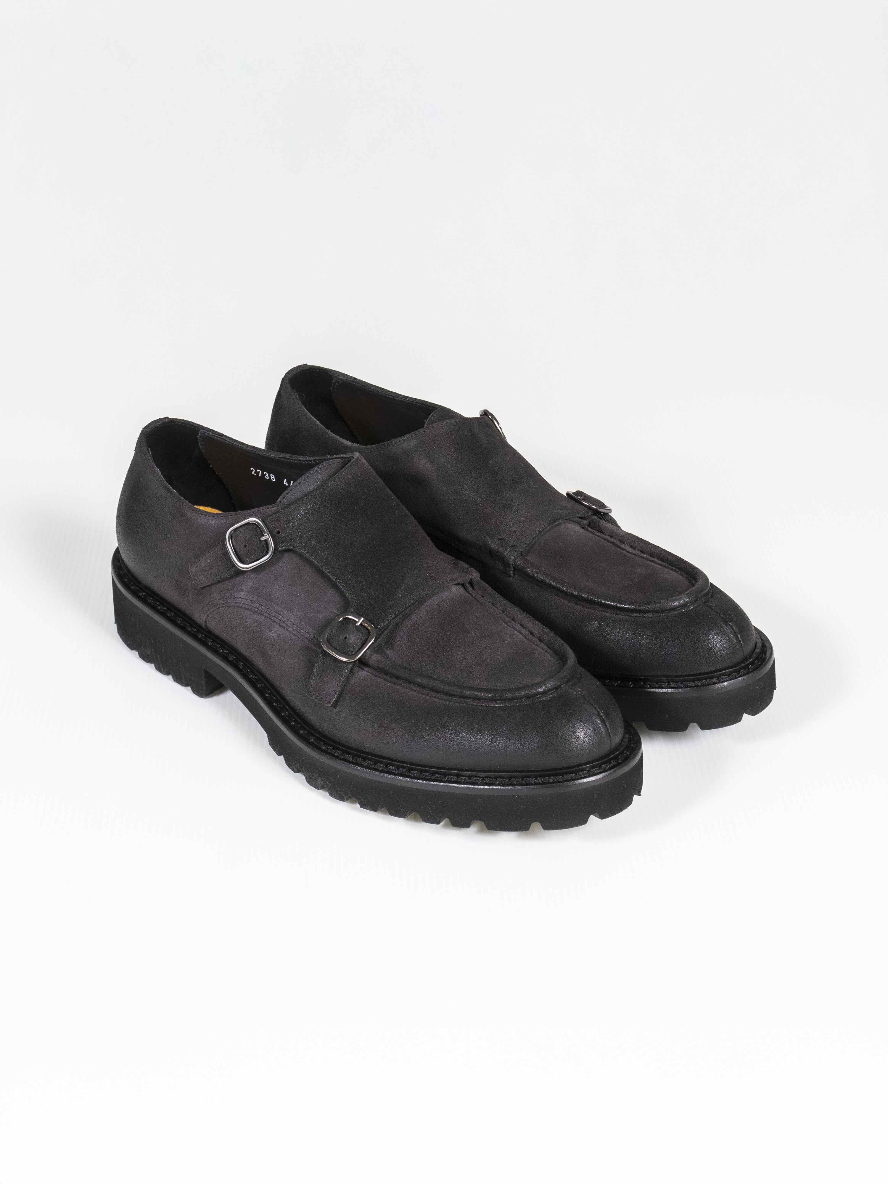 Doucals Scarpa Double Buckle NN05 ANTRACITE + F.DO NERO