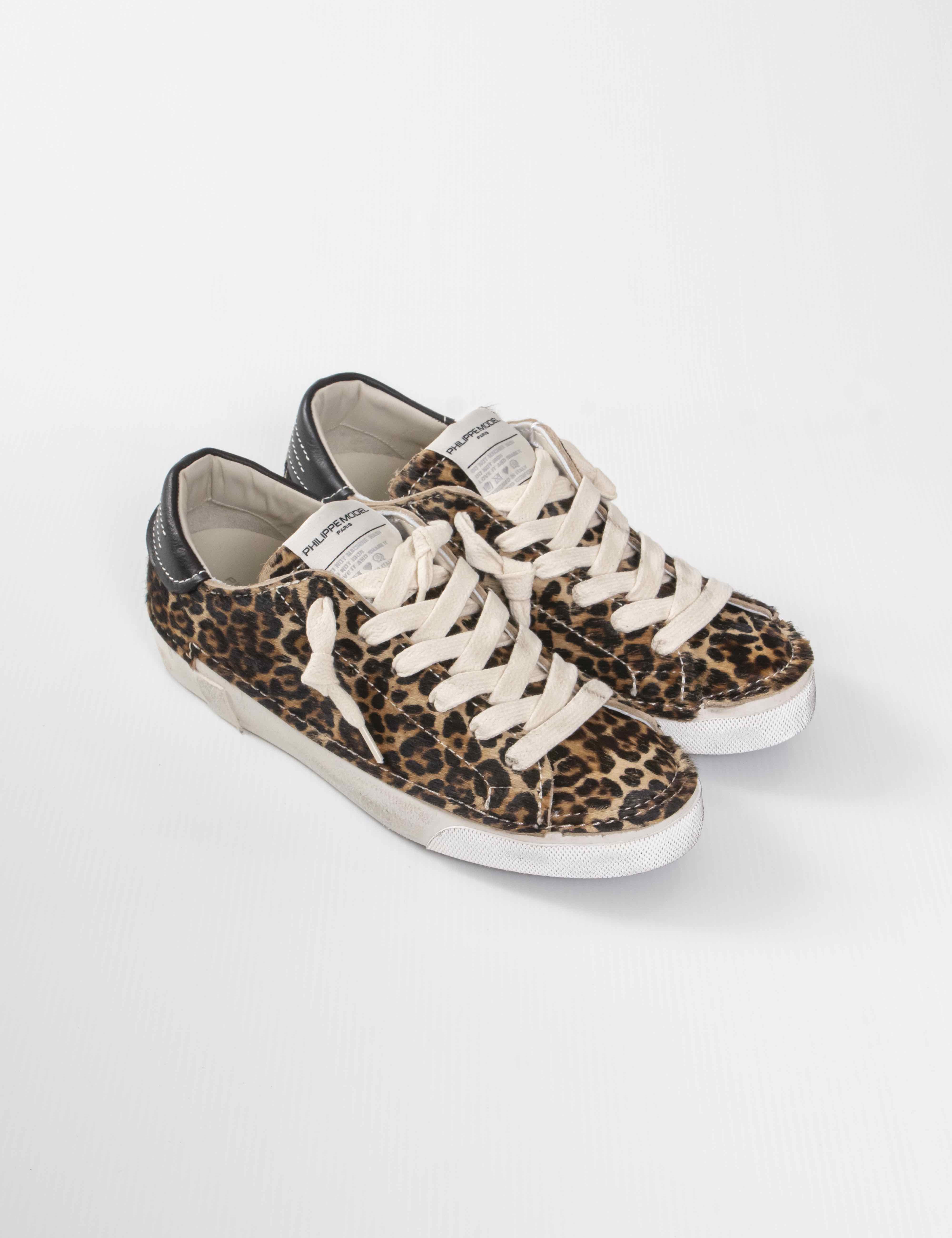 Philippe Model Scarpa Prsx Low DVA1 DELUX VINTAGE ANIMALIER LEO BRU
