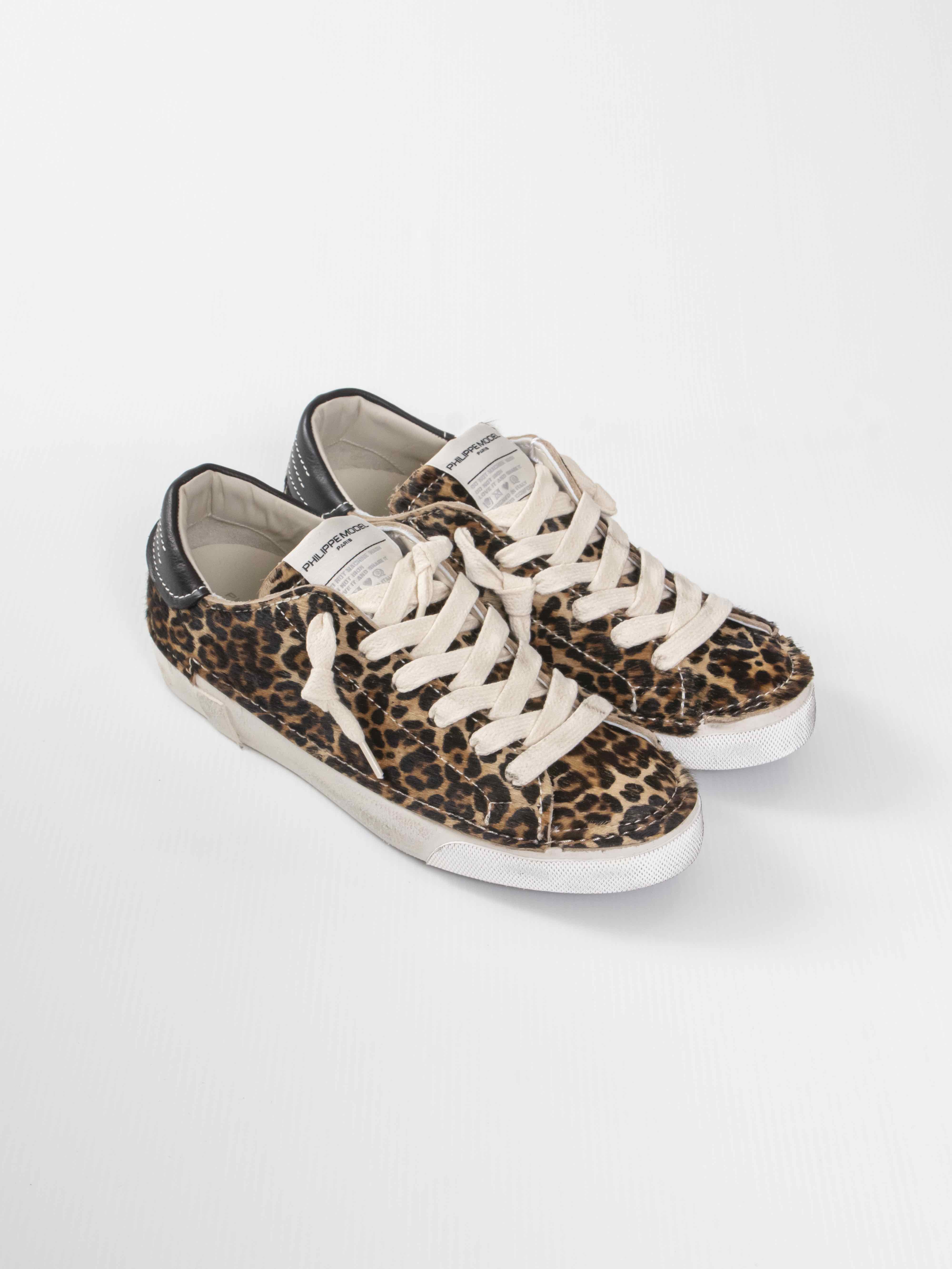 Philippe Model Scarpa Prsx Low DVA1 DELUX VINTAGE ANIMALIER LEO BRU