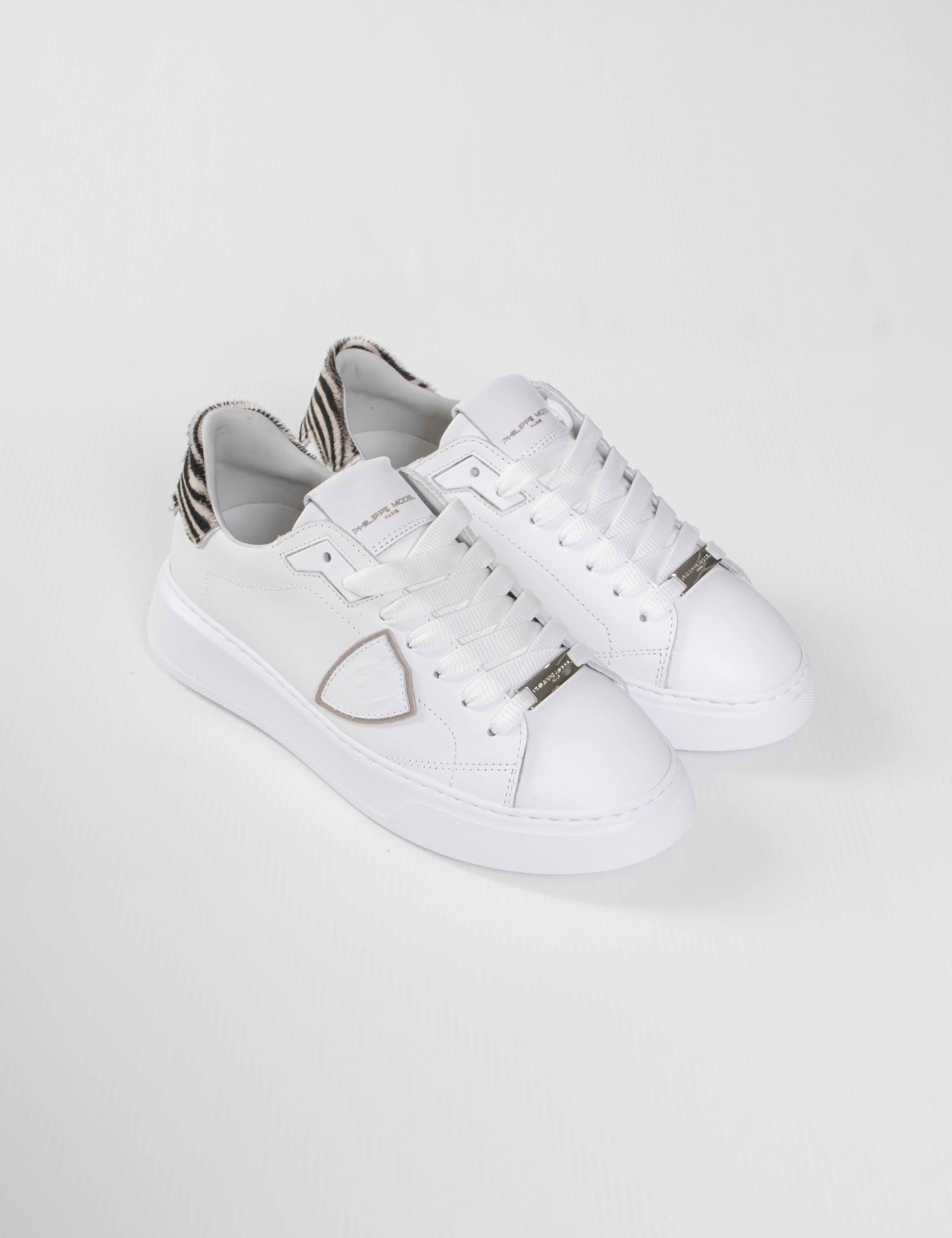Philippe Model Scarpa Temple Low VA04 VEAU ANIMALIER BLANC ZEBRA