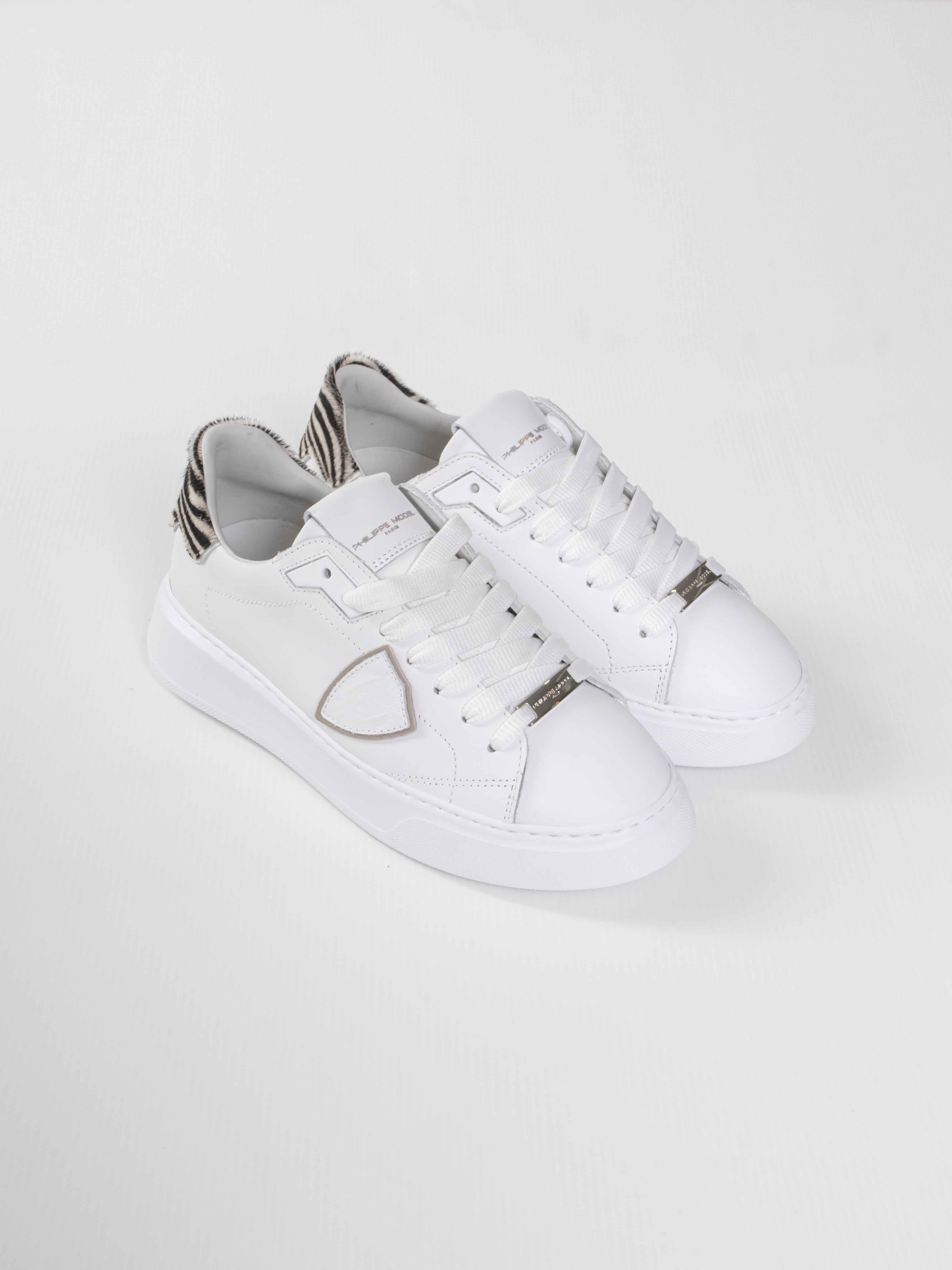 Philippe Model Scarpa Temple Low VA04 VEAU ANIMALIER BLANC ZEBRA