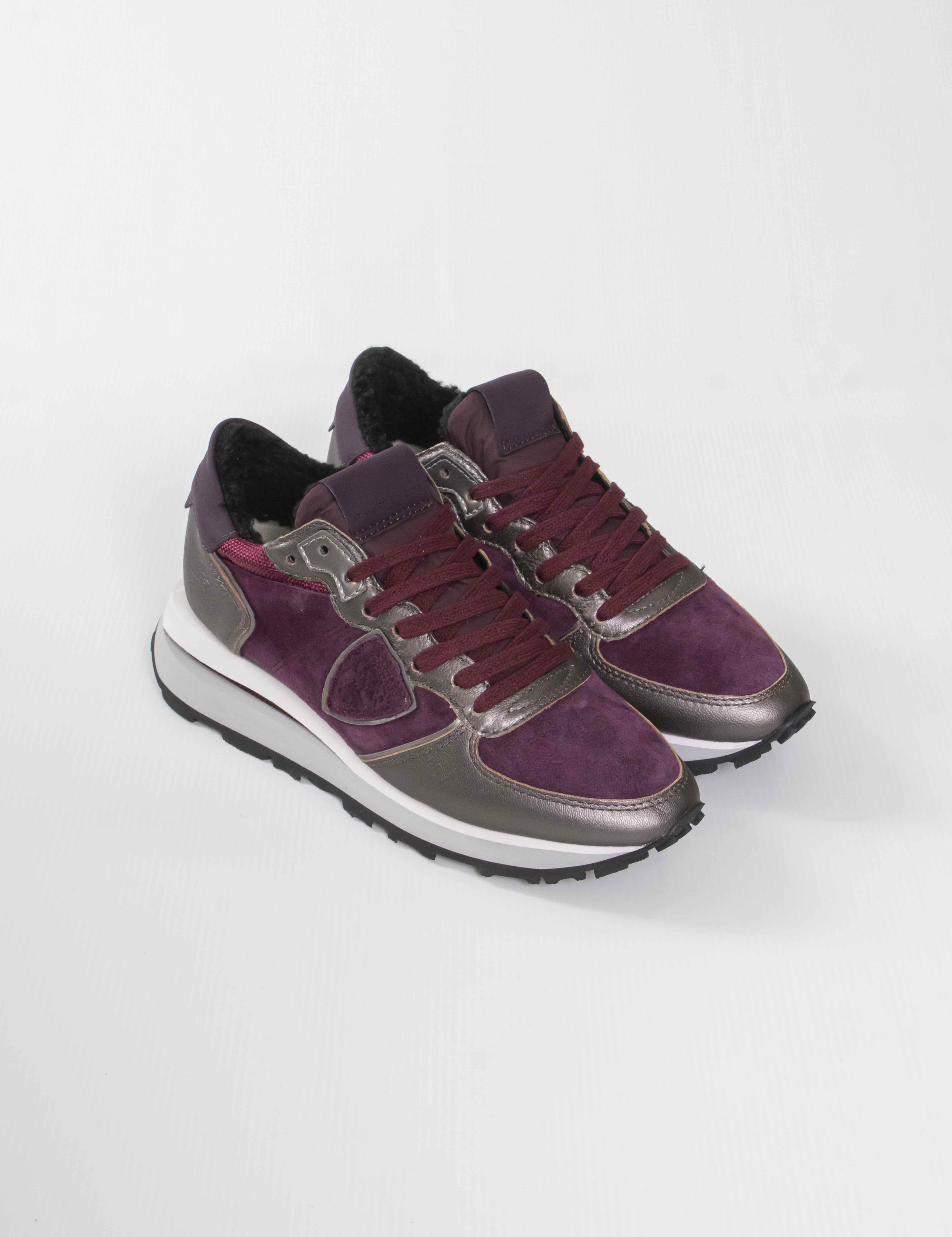 Philippe Model Scarpa Tropez Haute MXFA METAL MIXAGE FUR BORDEAUX GUN