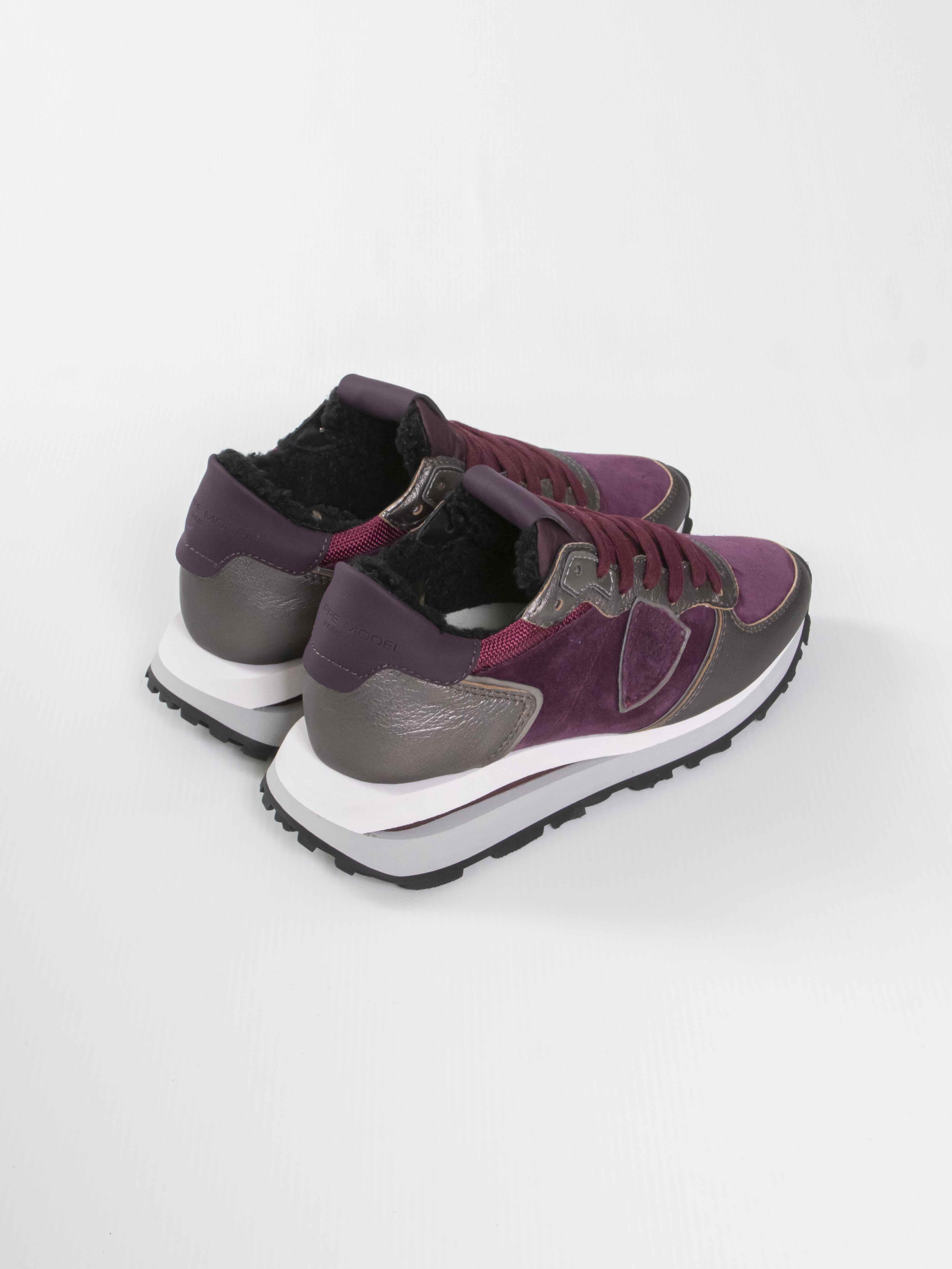 Philippe Model Scarpa Tropez Haute MXFA METAL MIXAGE FUR BORDEAUX GUN
