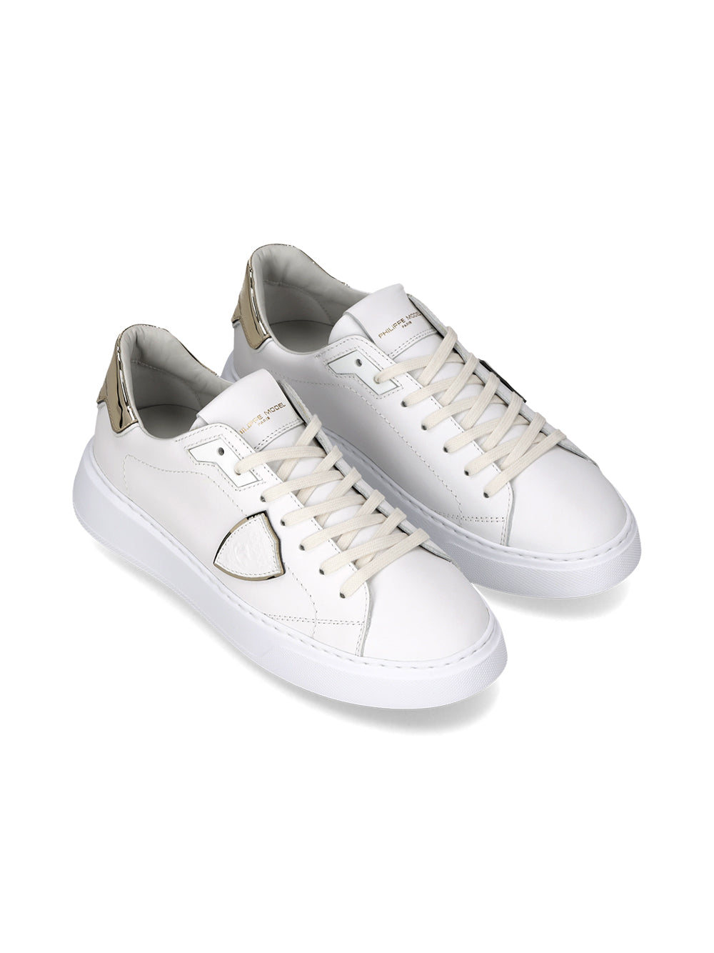 Philippe Model Sneaker Temple Low VEAU METAL BLANC