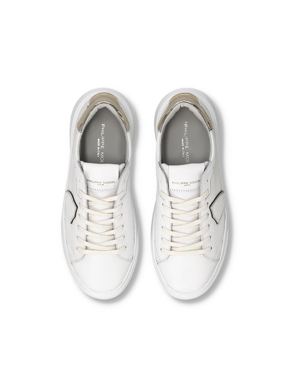 Philippe Model Sneaker Temple Low VEAU METAL BLANC