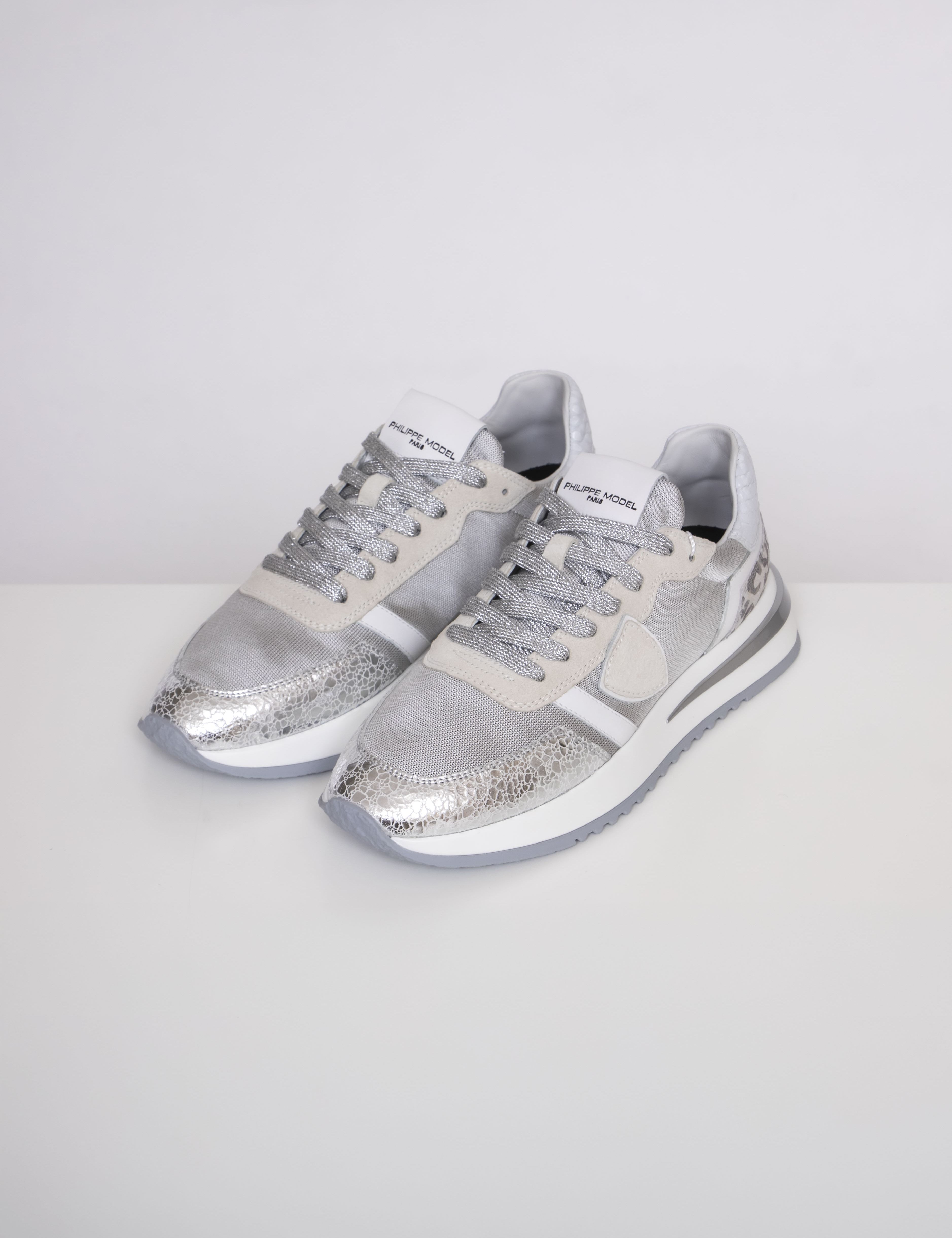 Philippe Model Sneaker Tropez 2.1 Low Woman MA01 METAL ANIMALIER ARGENT