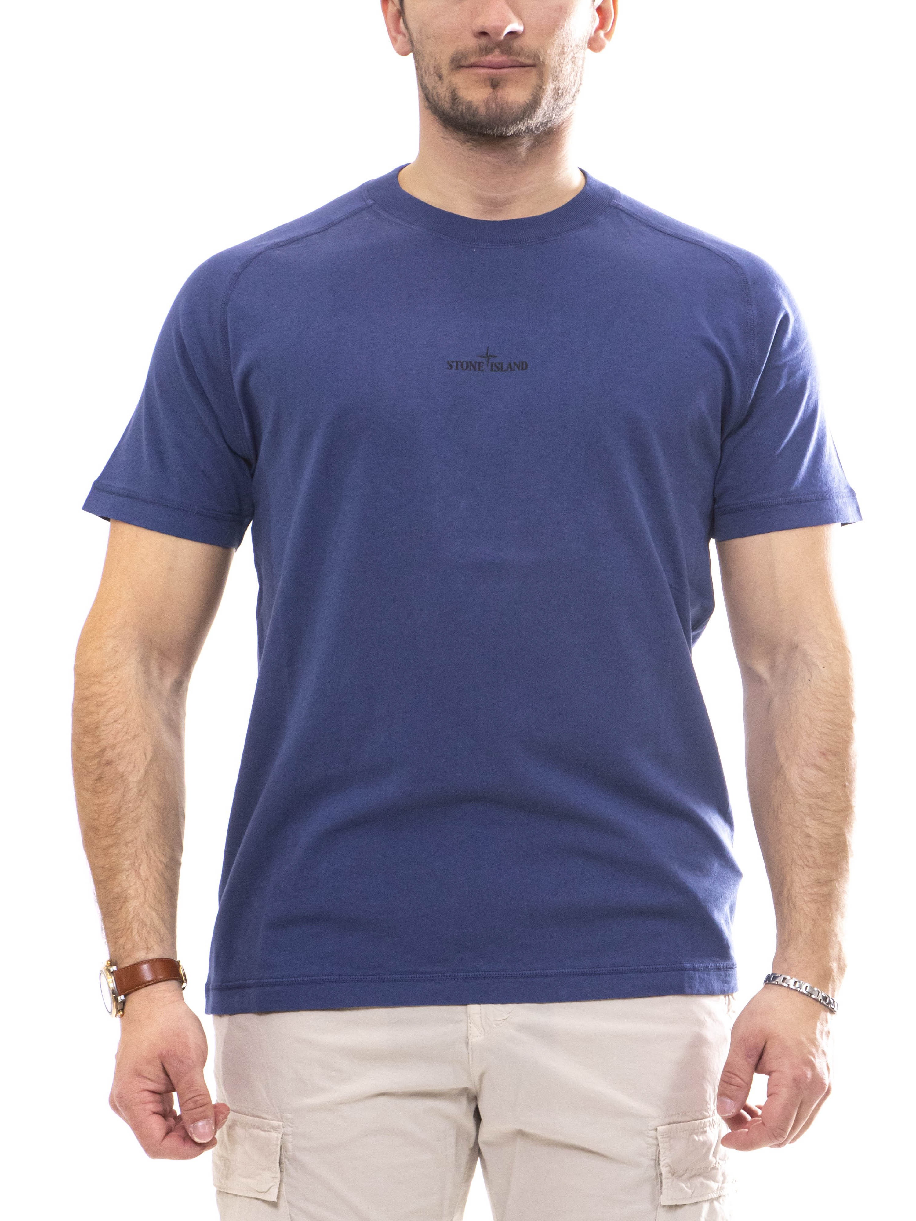 Stone Island T-shirt con Stampa V0028 BLU MARINE