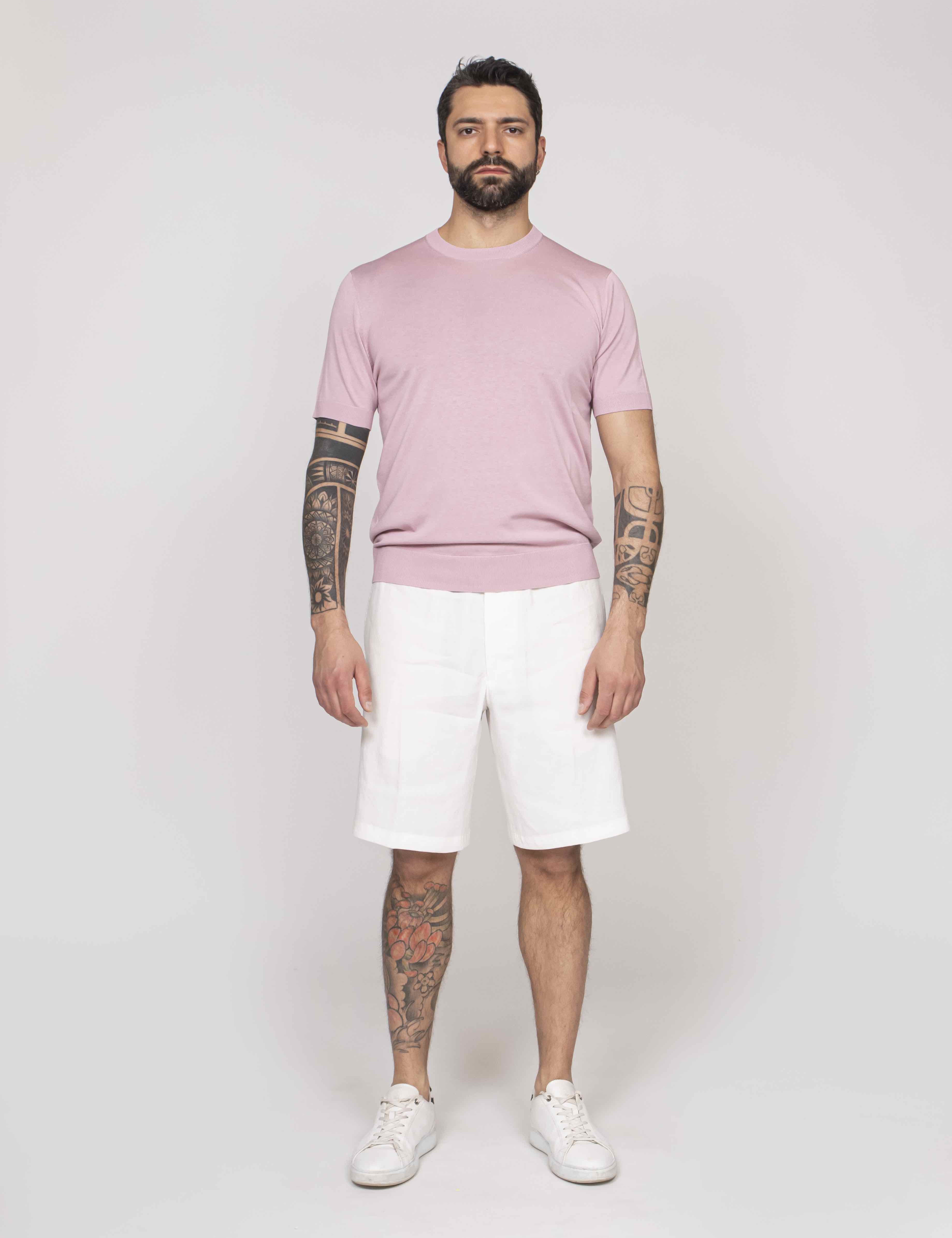 Paolo Pecora T-shirt Girocollo In Seta 4283 ROSA