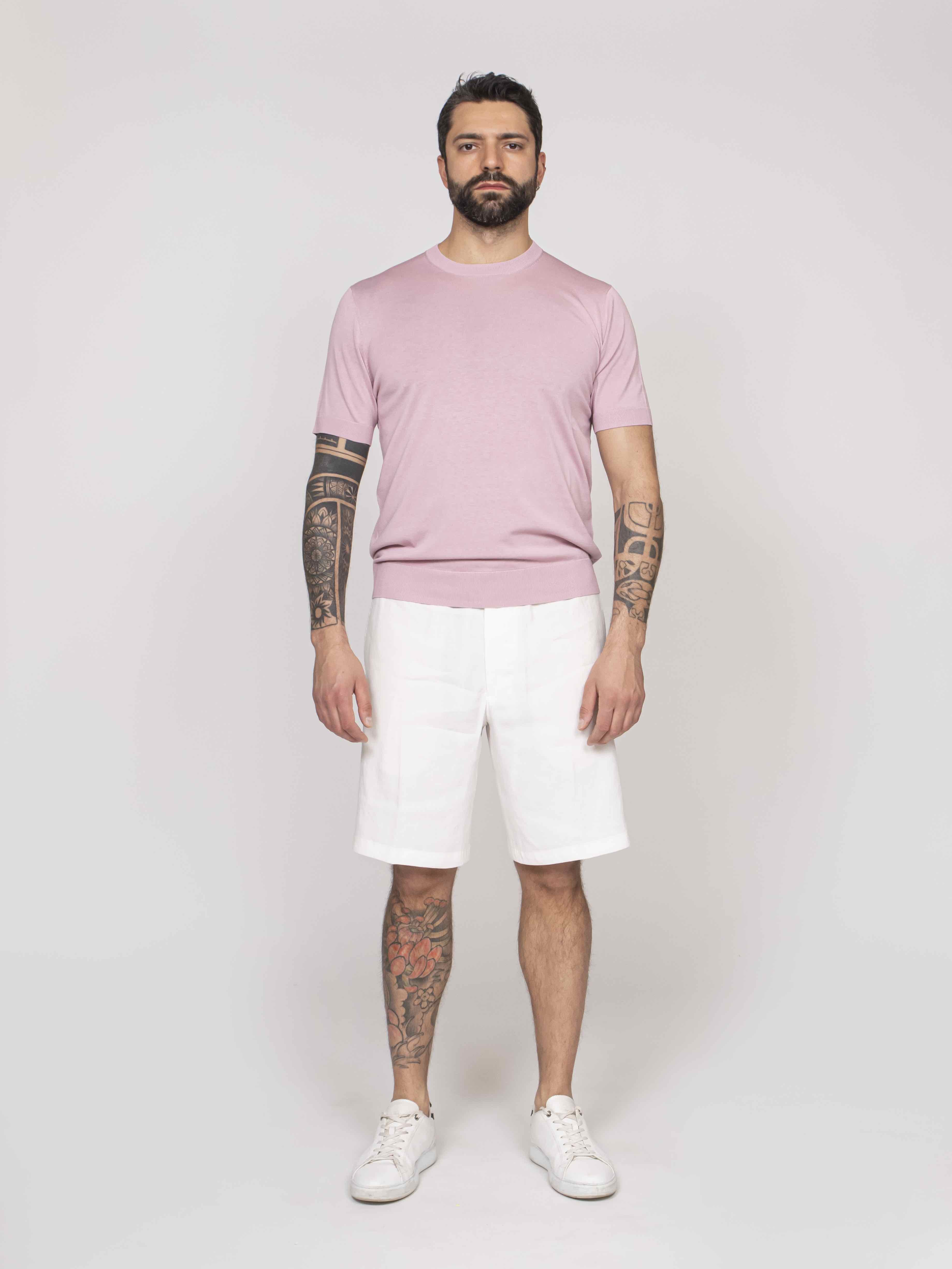 Paolo Pecora T-shirt Girocollo In Seta 4283 ROSA