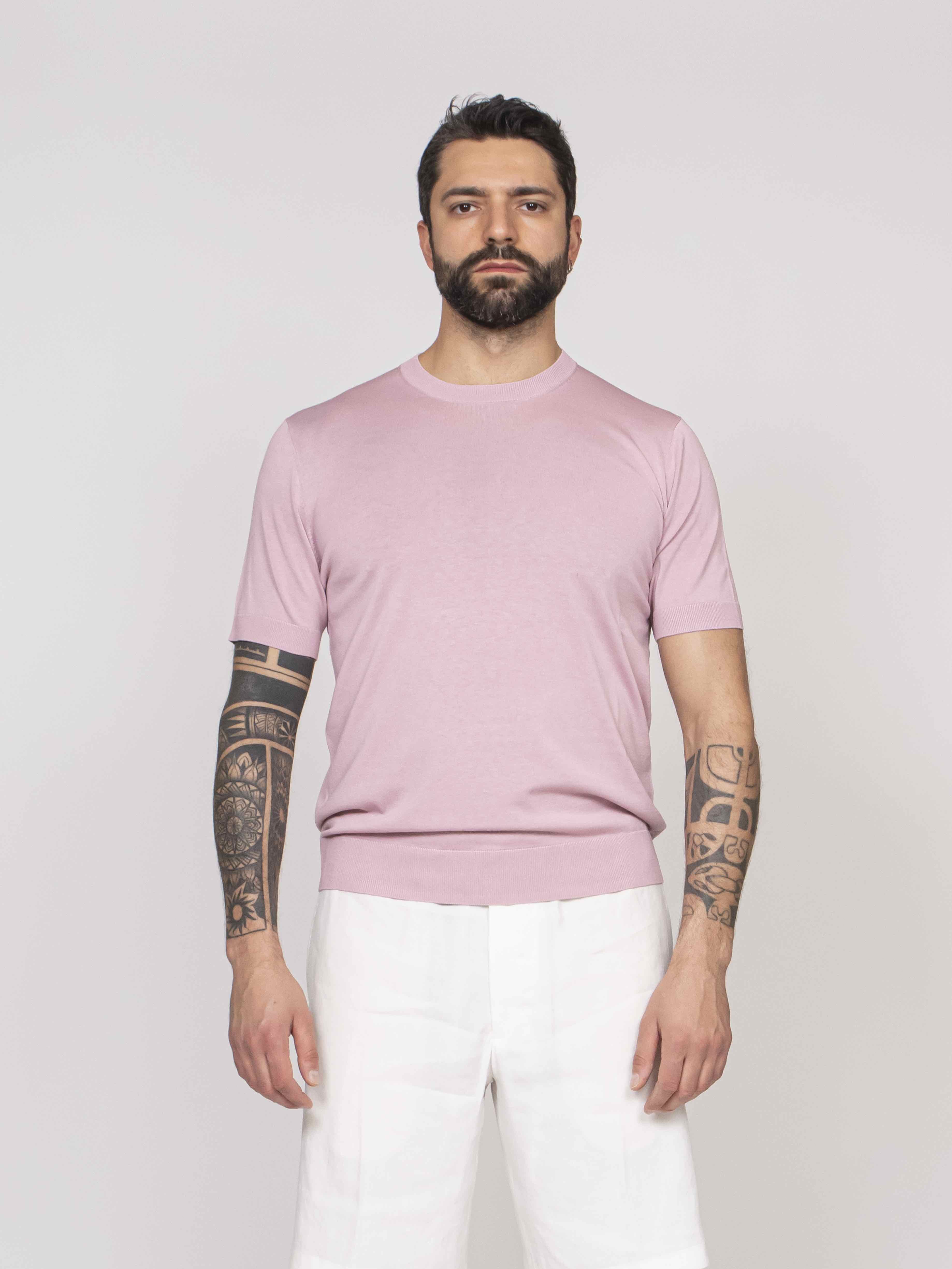 Paolo Pecora T-shirt Girocollo In Seta 4283 ROSA