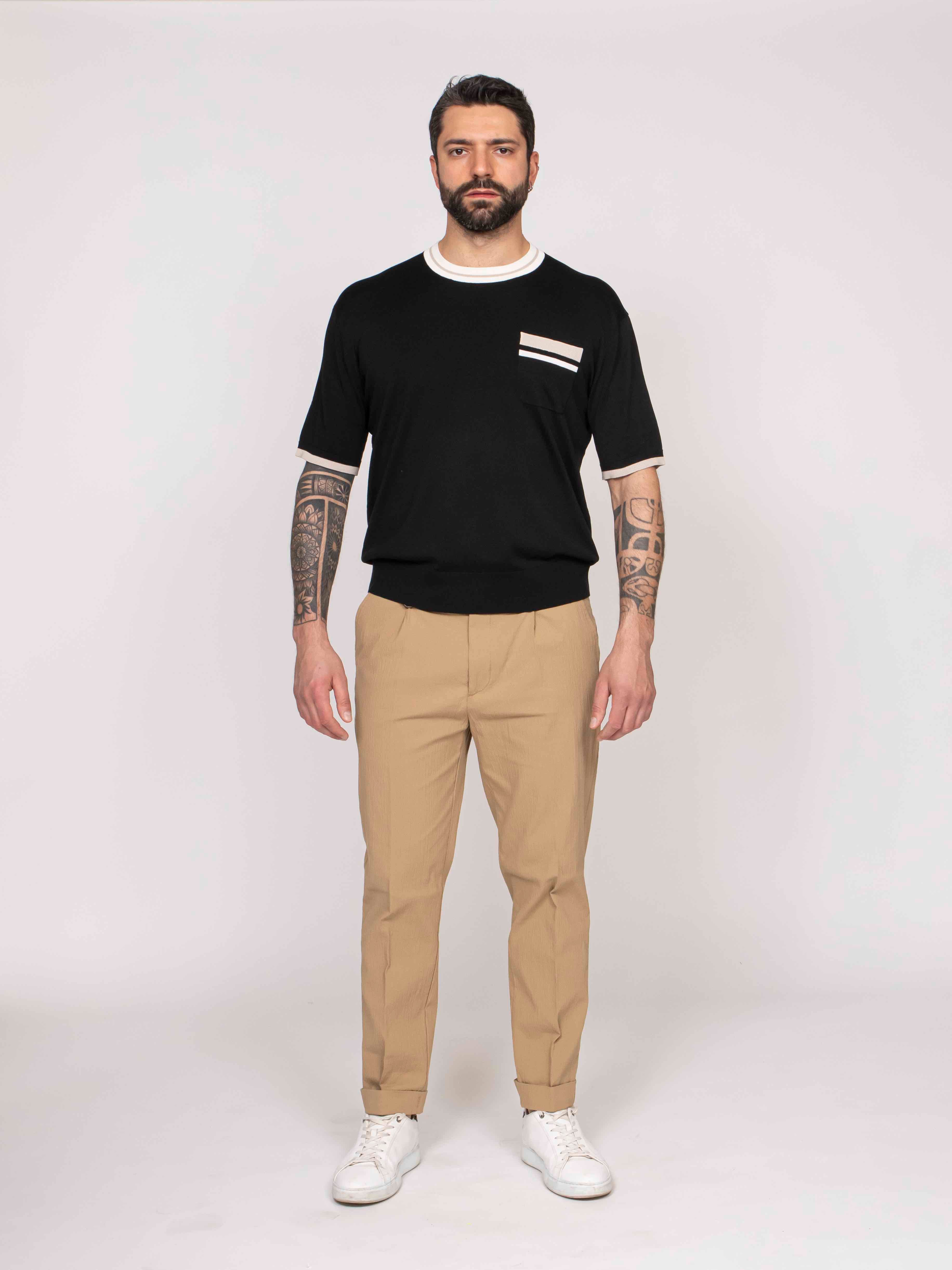 Paolo Pecora T-shirt Girocollo In Seta 9000 NERO