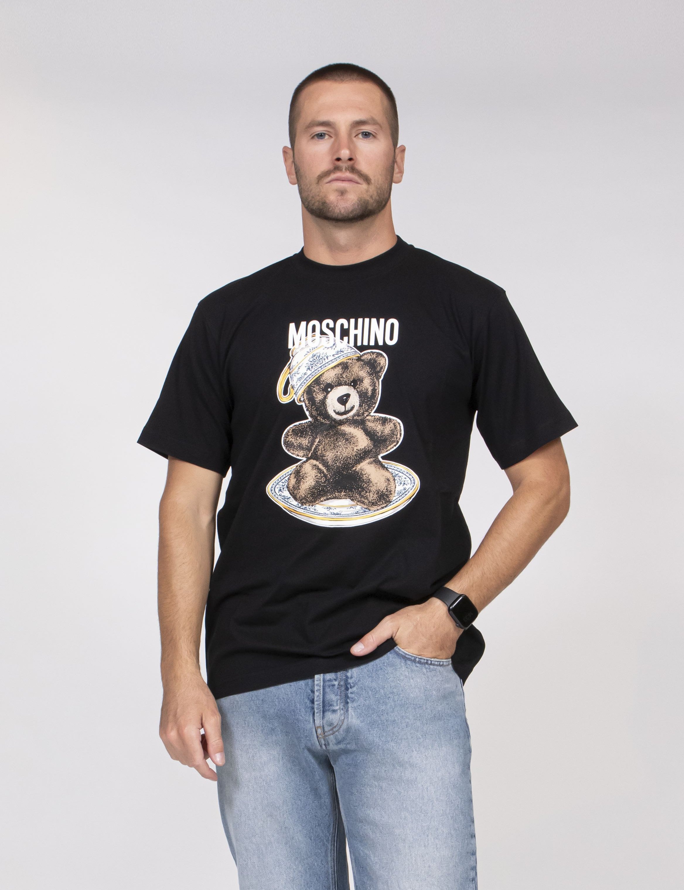 Moschino T-shirt Jersey Di Cotone 1555 FANTASIA NERO